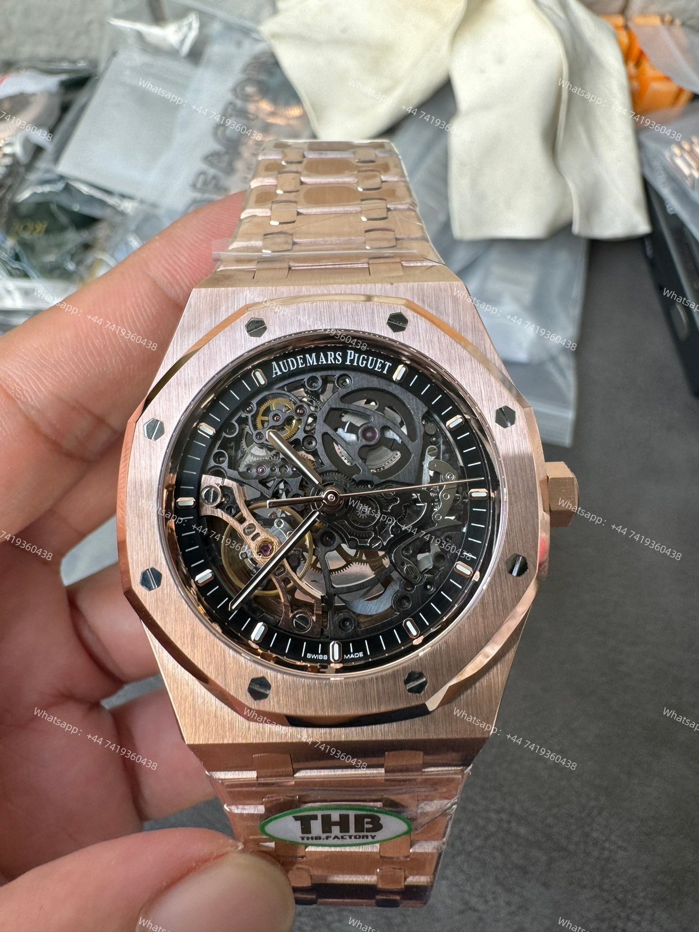 Audemars Piguet Super Clone Royal Oak 15407 Rose Gold Skeleton Dial  41MM
