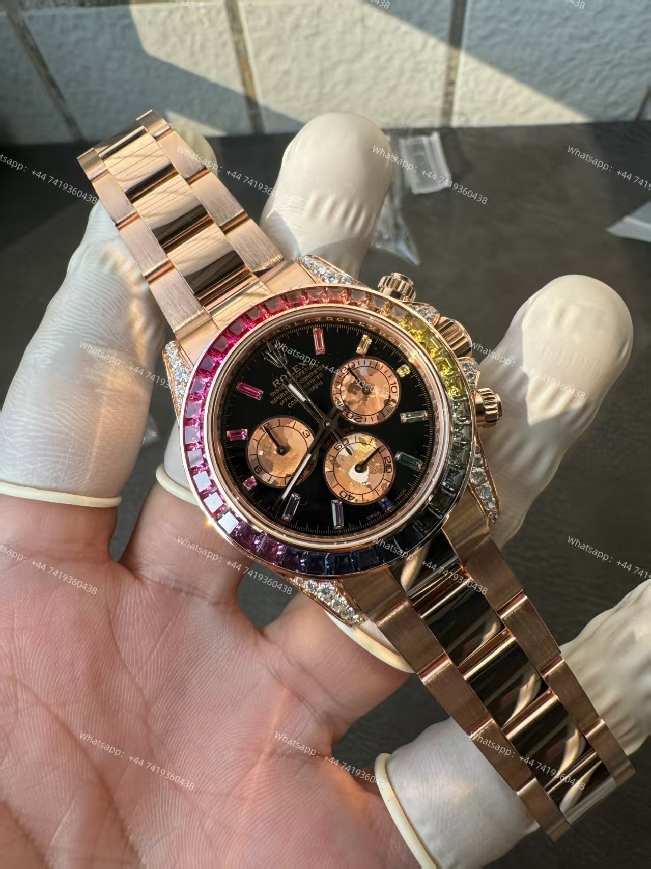 Rolex Super Clone Rainbow Daytona 1:1 Replica Watch – 18K Rose Gold