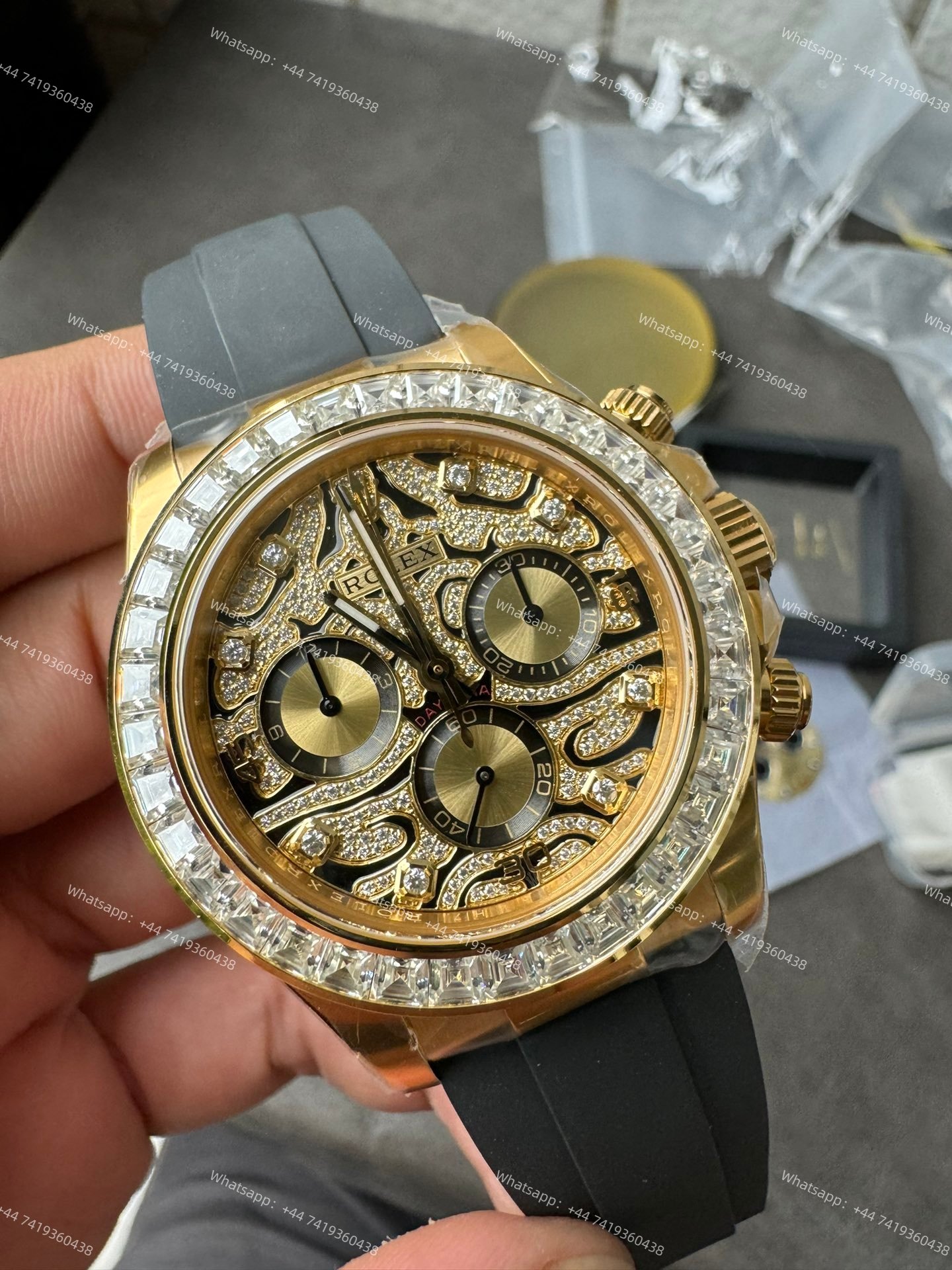 Rolex Daytona 116588TBR 1:1 Replica – 18K Gold Eye of the Tiger Diamond Dial Super Clone 4130