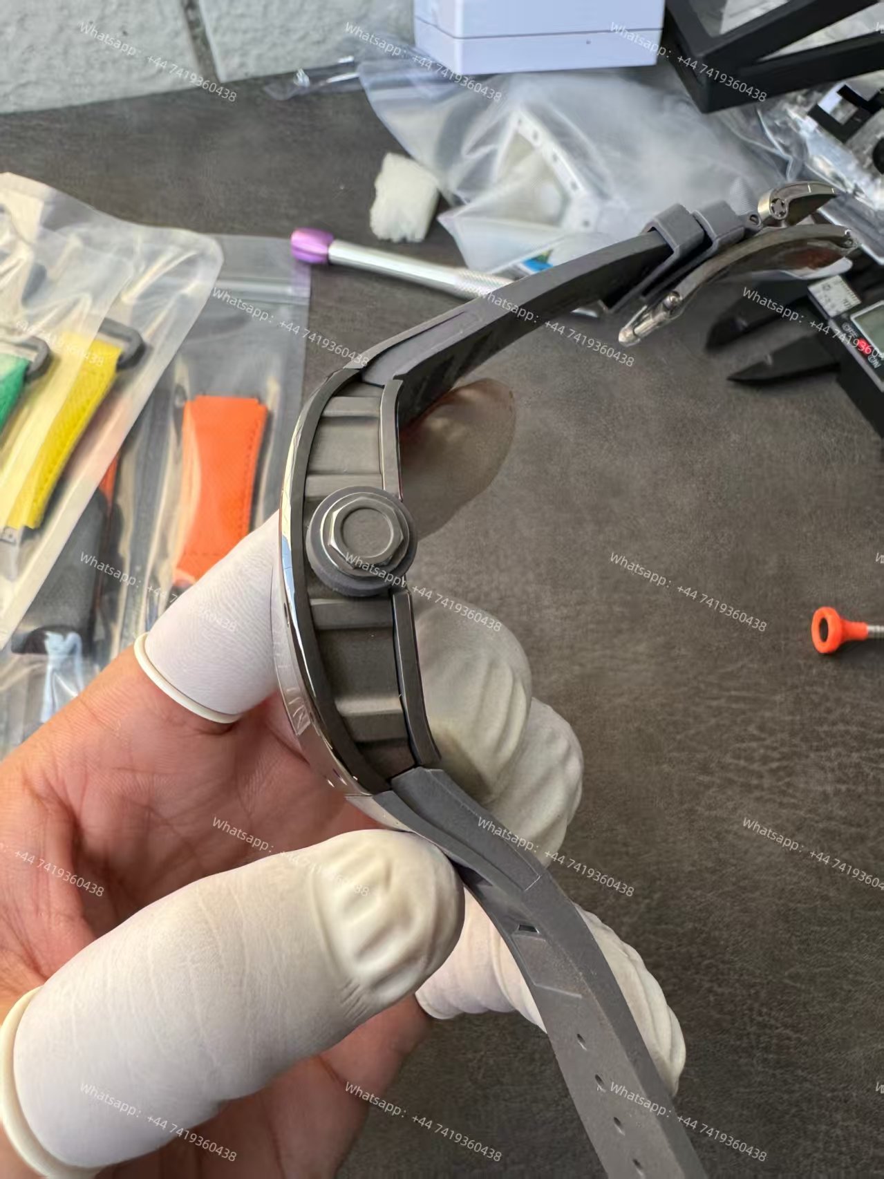 Richard Mille RM 055 Grey Ceramic Vaucher Free-Sprung Grey Rubber Strap Custom Super Clone