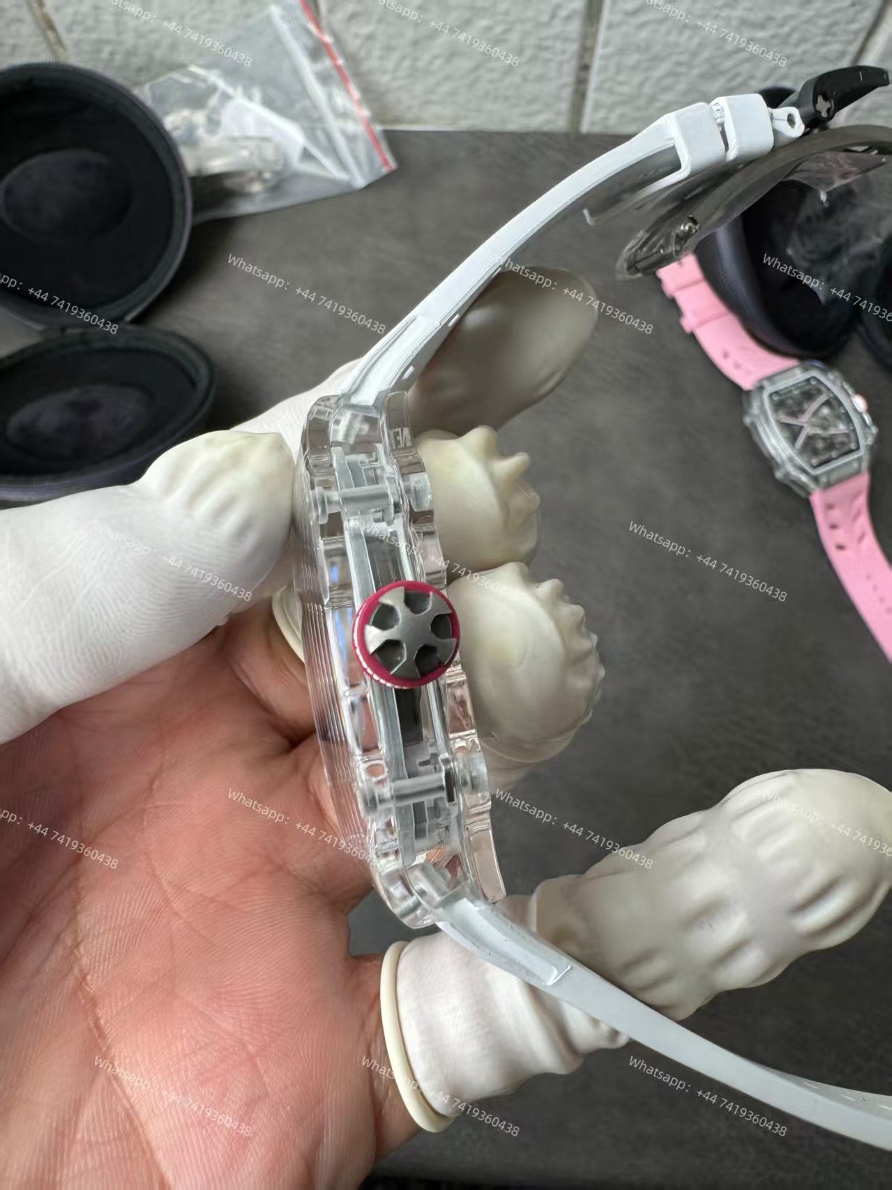 Super Clone Richard Mille RM67-02 Sapphire Crystal Skeleton Tourbillon 1:1 Replica Watch with White Rubber Strap