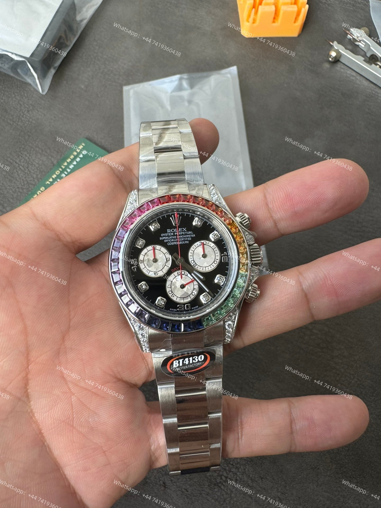 Rolex Daytona 116599RBOW Rainbow Bezel 1:1 Replica – Black Diamond Dial Super Clone 4130