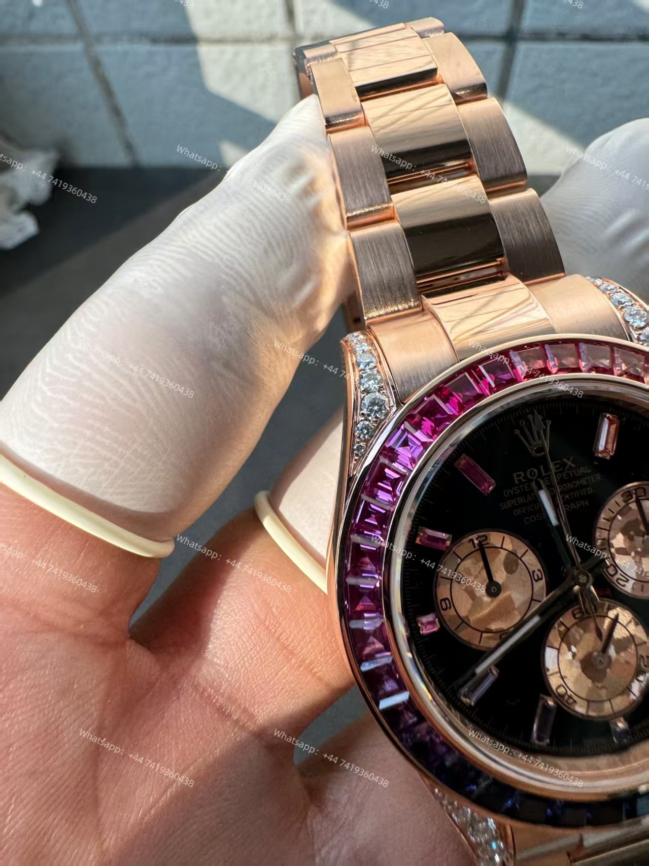 Rolex Super Clone Rainbow Daytona 1:1 Replica Watch – 18K Rose Gold