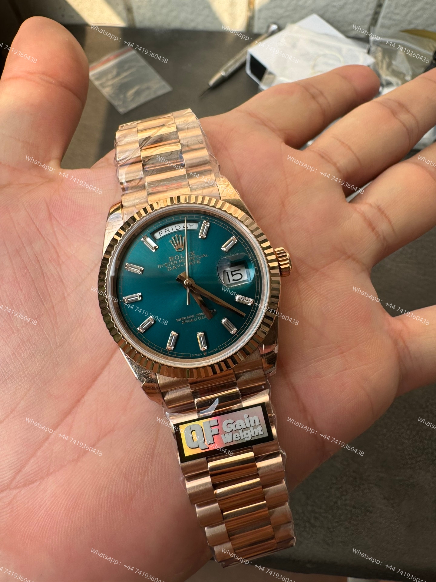 Rolex Day-Date m128235-0085 Rose Gold Turquoise Dial President bracelet 3255 Movement (36mm) Best Super Clone