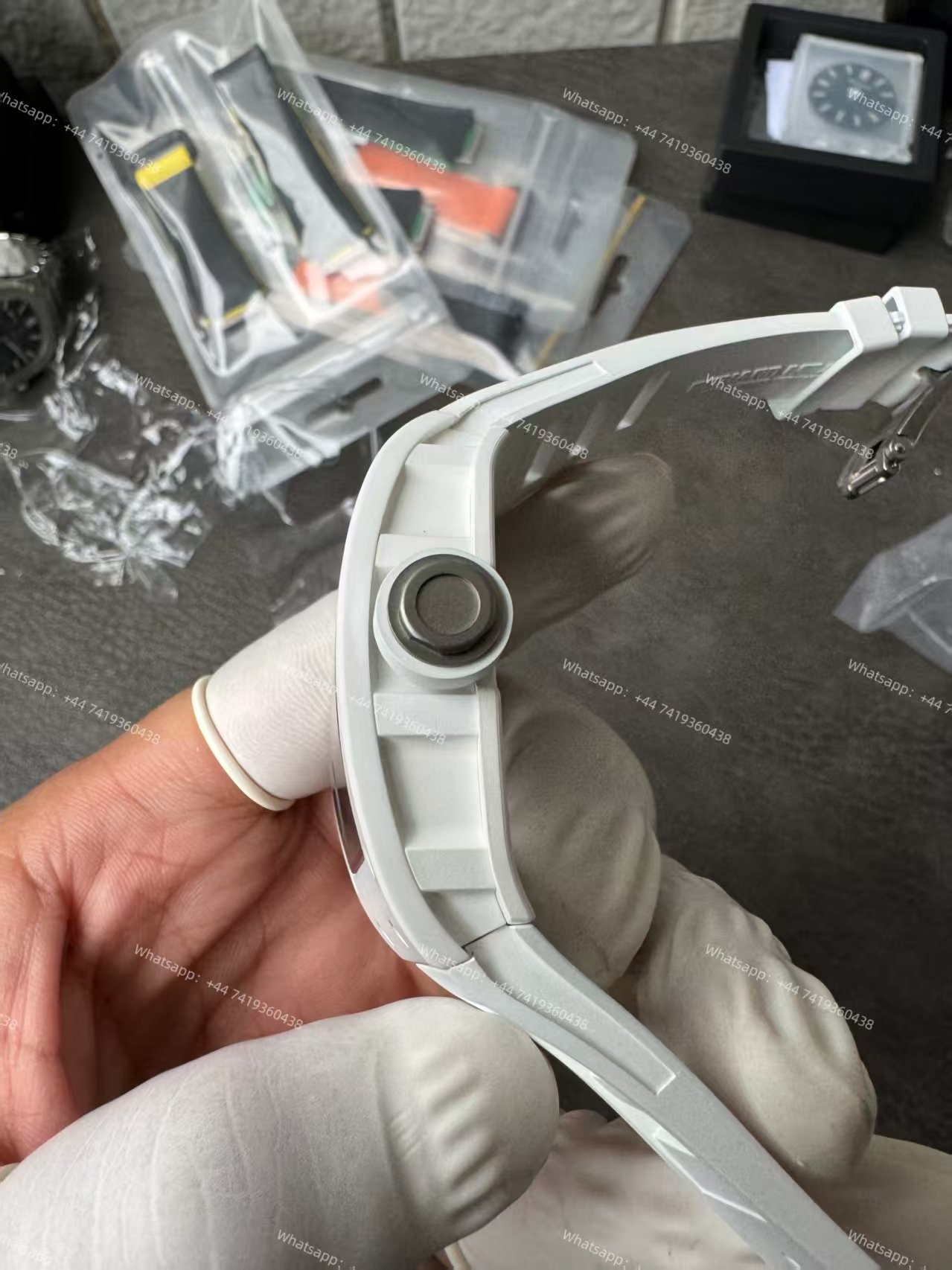 Super Clone Richard Mille RM 055 White Ceramic Titanium Skeleton White Rubber Strap 1:1 Replica Watch