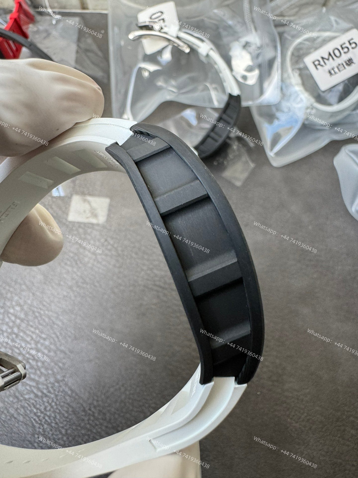 Super Clone Richard Mille RM 055 Carbon TPT Blue Inner Bezel White Rubber Strap 1:1 Replica Watch