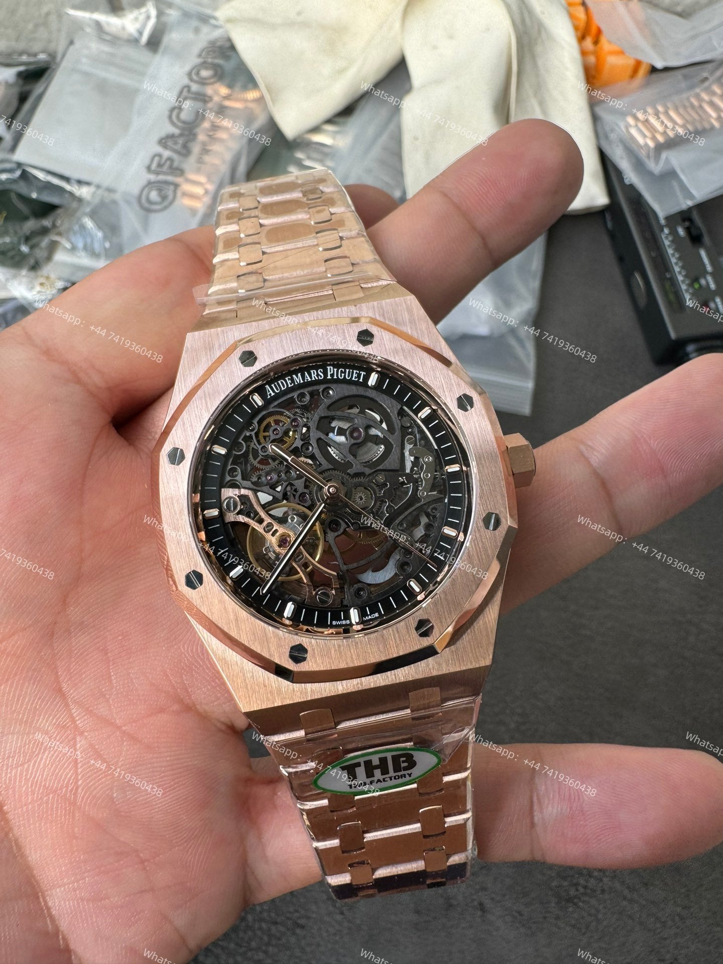 Audemars Piguet Super Clone Royal Oak 15407 Rose Gold Skeleton Dial  41MM