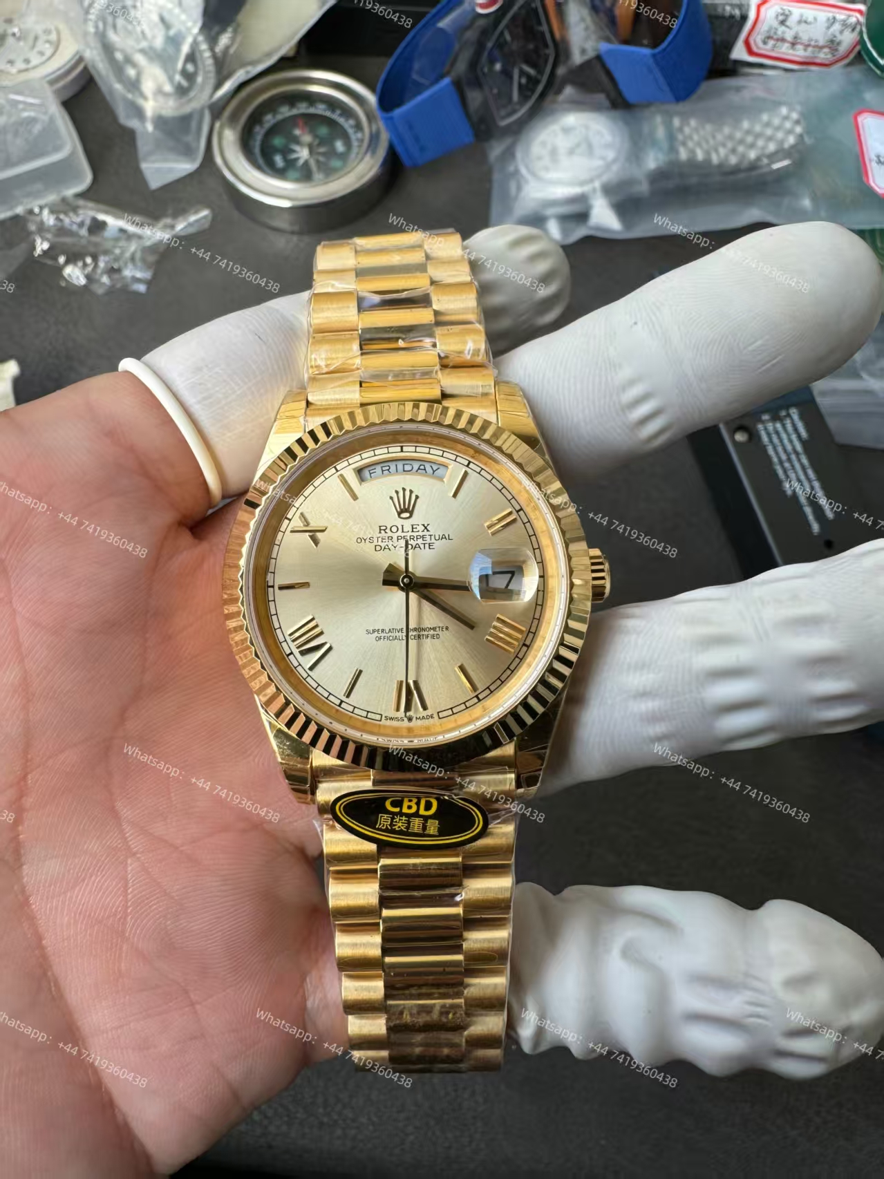 Rolex Day-Date M228238-0006 Gold dial Presidential bracelet 3255 Movement  (40mm) Best Super Clone