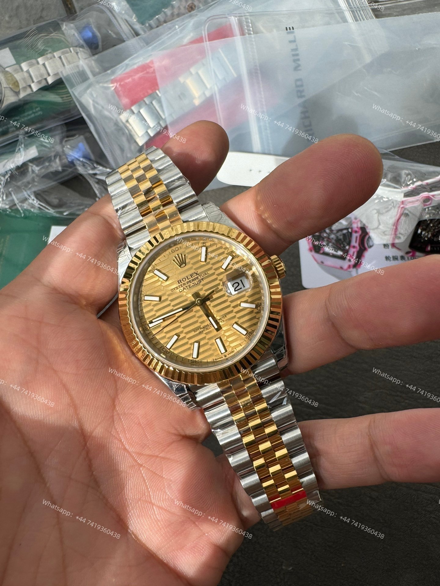 Rolex Datejust M126333-0022 Water Ripple Gold Dial 1:1 Replica Jubilee 41MM 3235 Movement Super Clone Watch