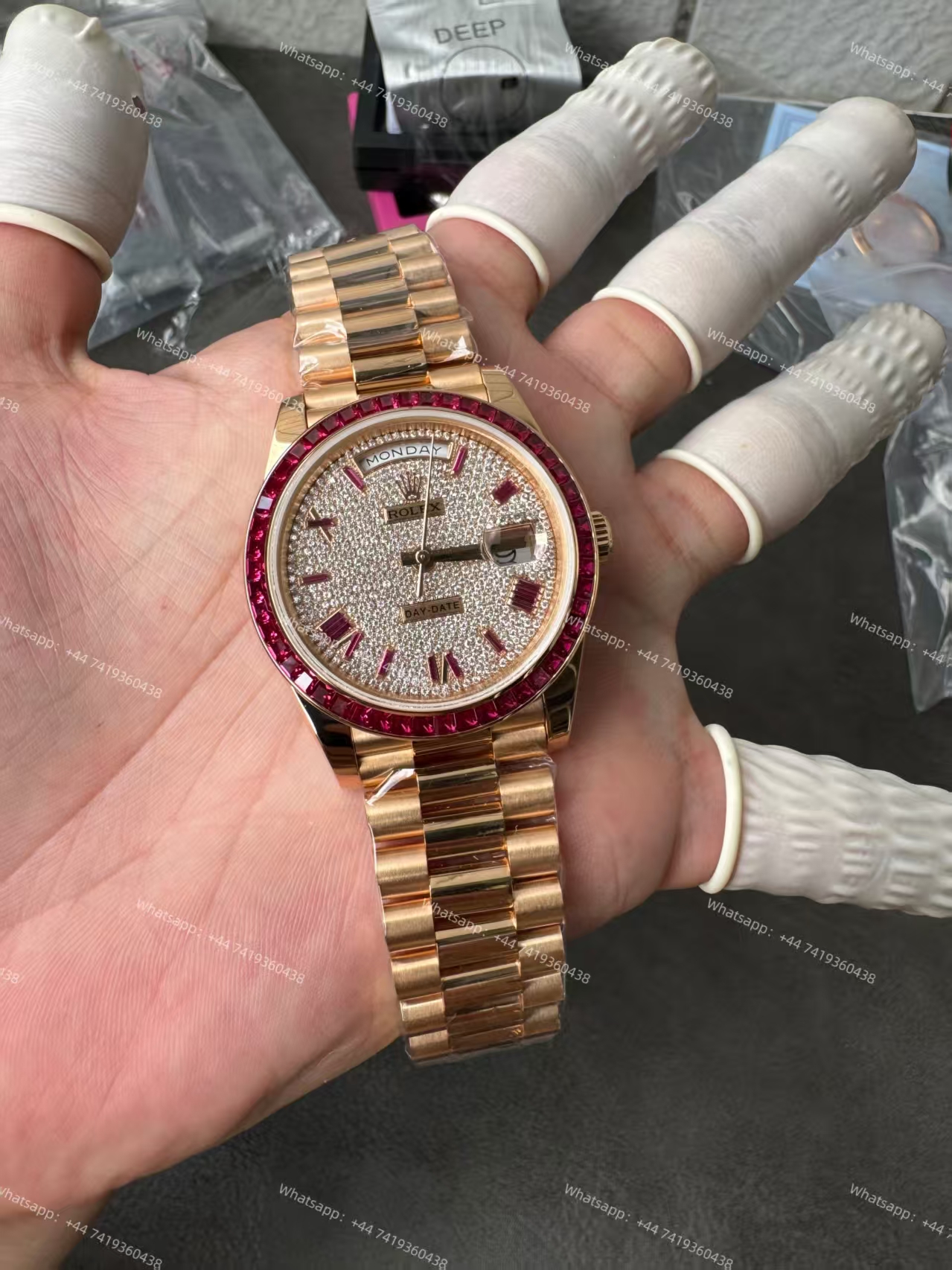 Rolex Day-Date 228398TRU Ruby and Moissanite Diamond Dial and Bezel 3255 Movement (40mm) Best Super Clone