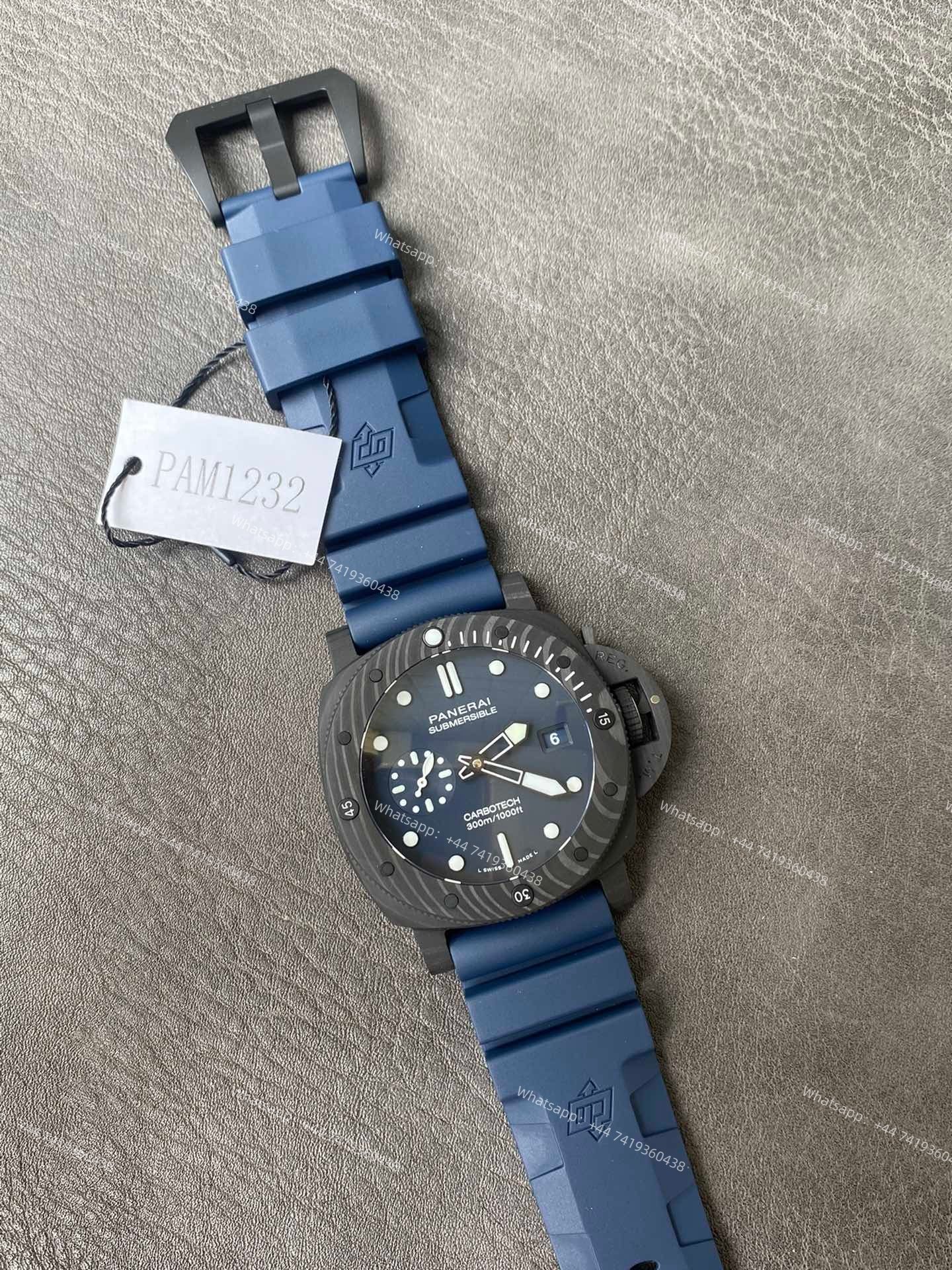 Panerai Super Clone Submersible PAM01232 44MM Carbotech Blue Dial