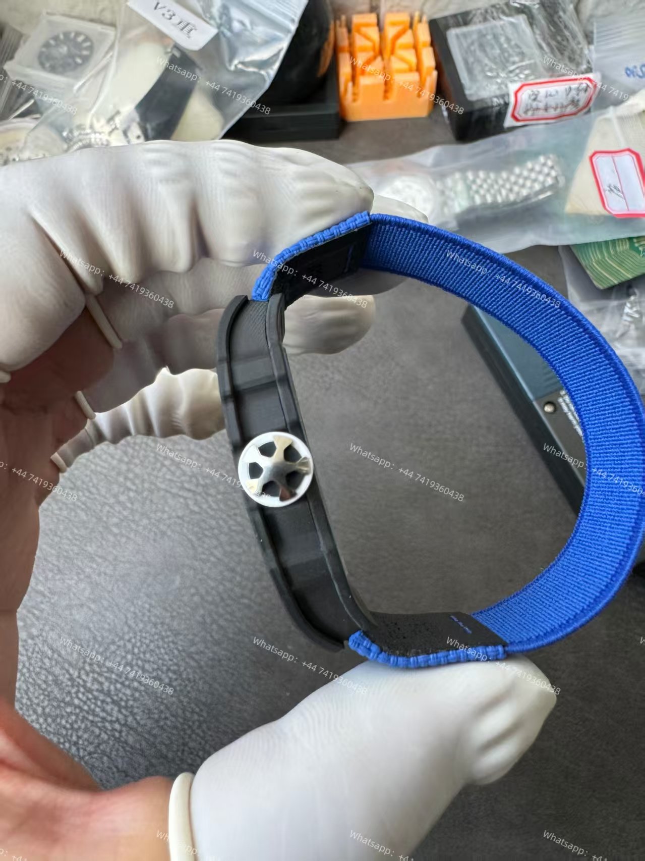 Super Clone Richard Mille RM67-02 Carbon TPT Skeleton Tourbillon 1:1 Replica Watch with Blue Strap