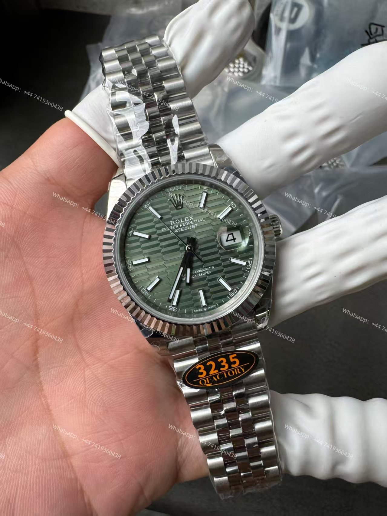 Rolex Datejust M126334-0030 Water Ripple Green Dial 1:1 Replica Jubilee 41MM 3235 Movement Super Clone Watch
