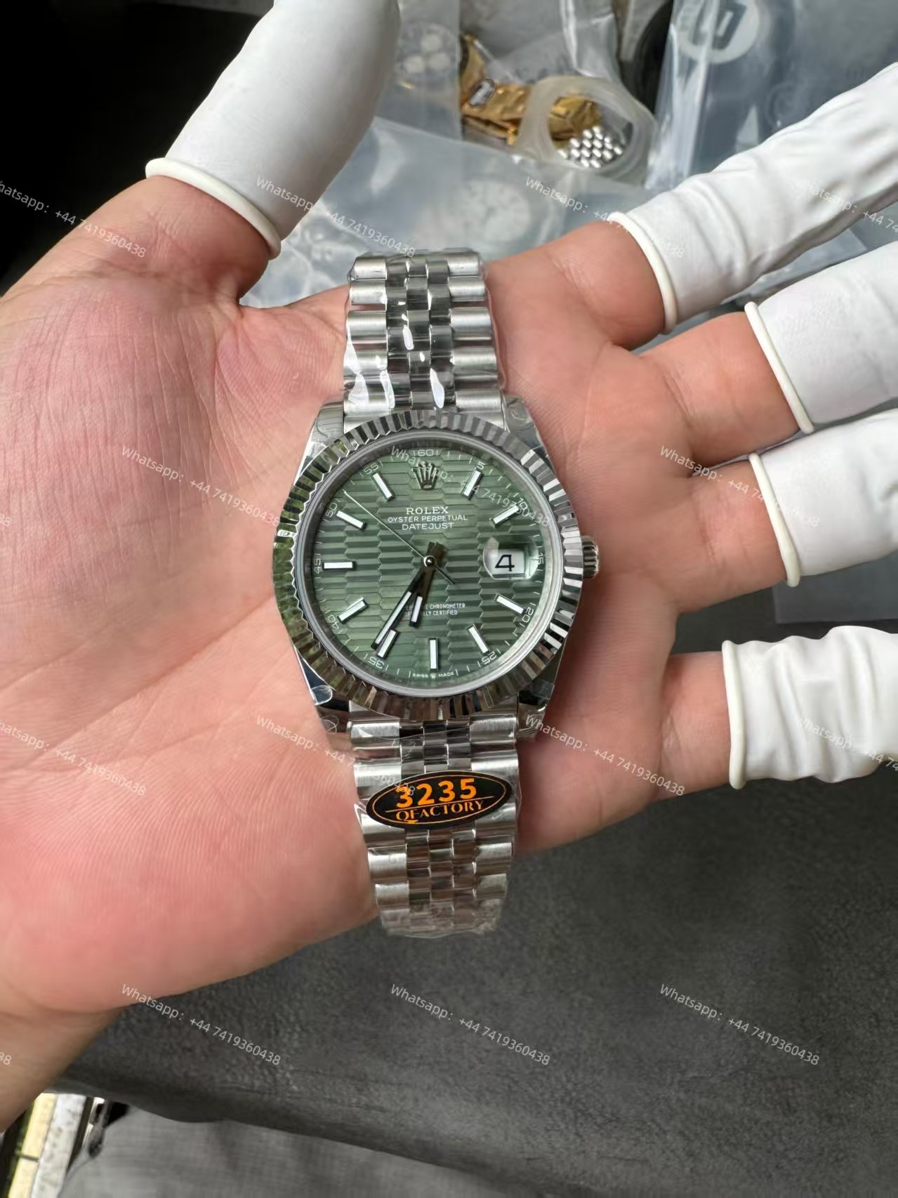 Rolex Datejust M126334-0030 Water Ripple Green Dial 1:1 Replica Jubilee 41MM 3235 Movement Super Clone Watch