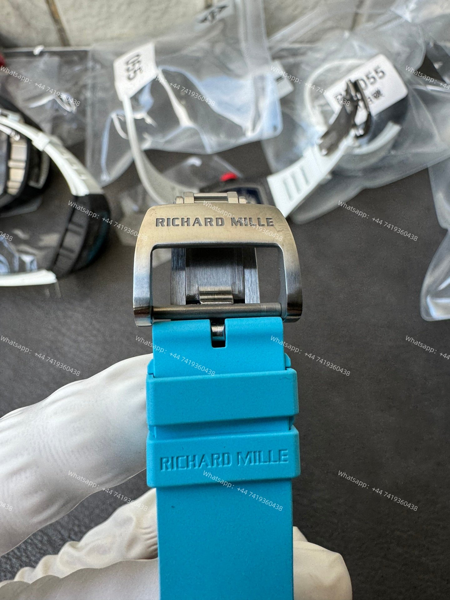 Super Clone Richard Mille RM 055 Carbon TPT Blue Rubber Strap 1:1 Replica Watch