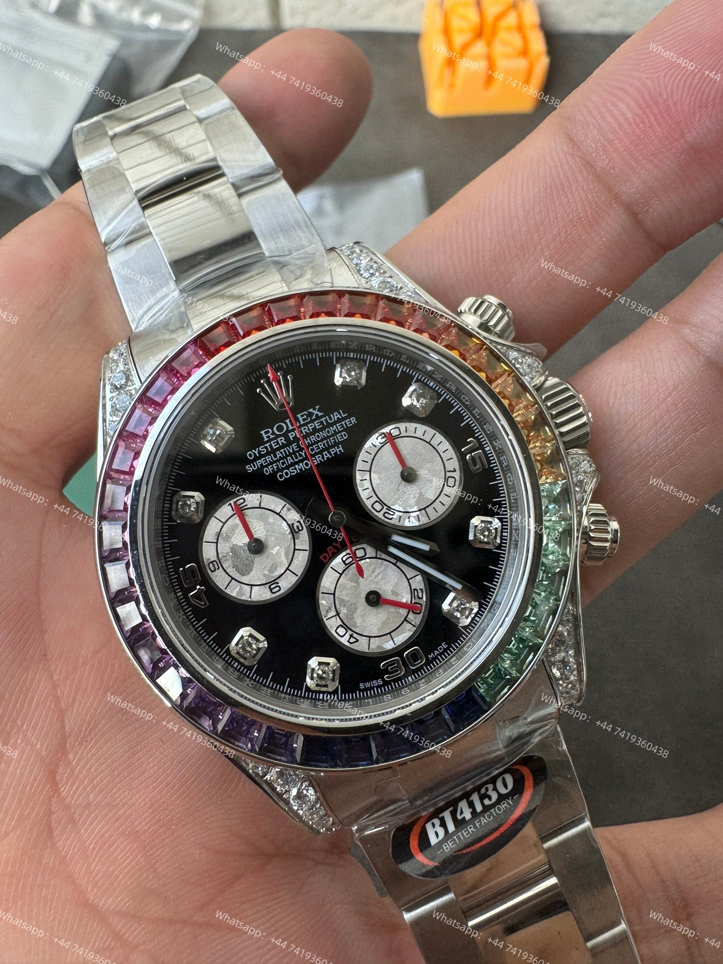 Rolex Daytona 116599RBOW Rainbow Bezel 1:1 Replica – Black Diamond Dial Super Clone 4130