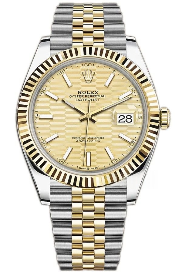 Rolex Datejust M126333-0022 Water Ripple Gold Dial 1:1 Replica Jubilee 41MM 3235 Movement Super Clone Watch