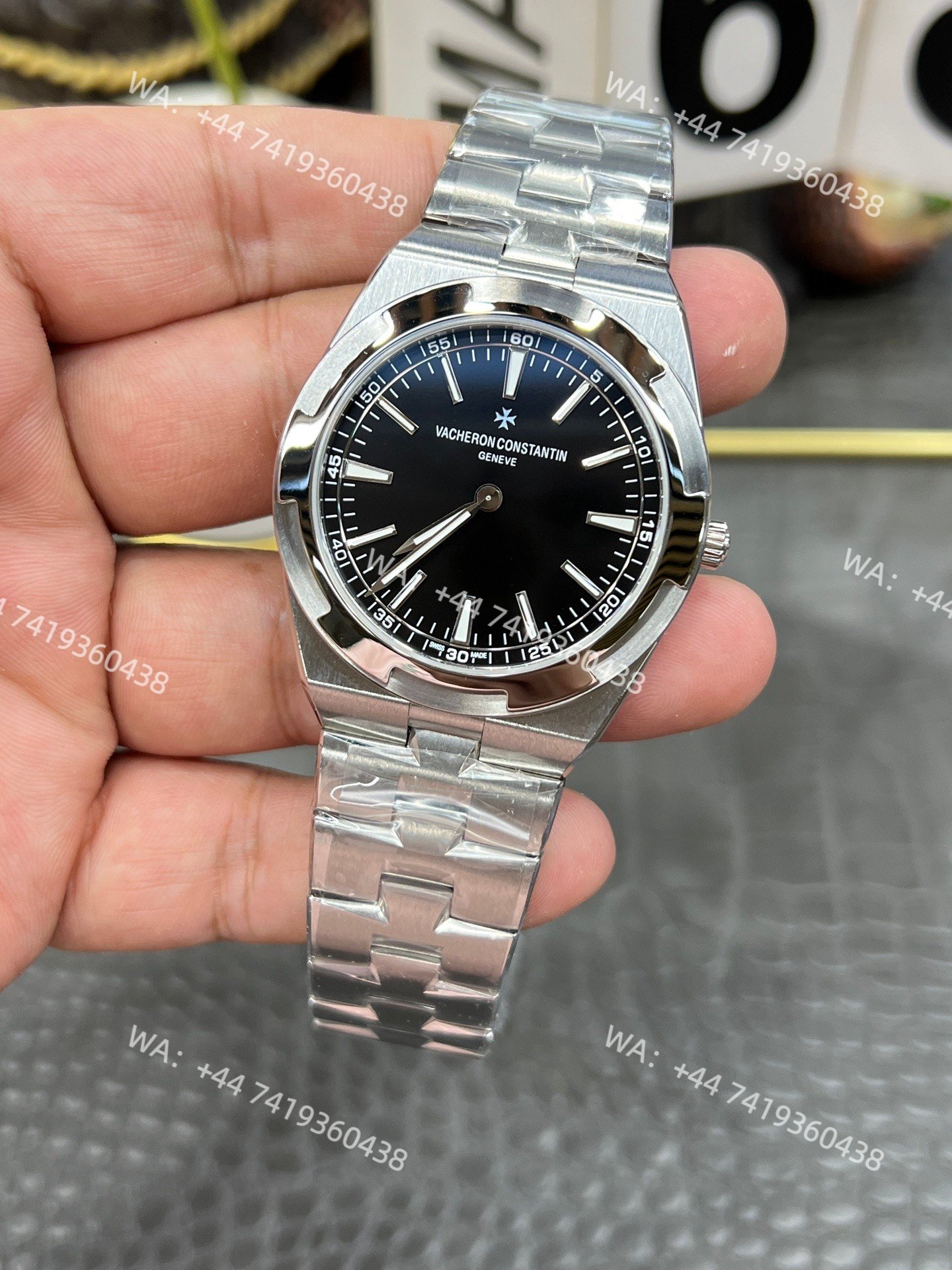 Super Clone Vacheron Constantin Overseas 4500V- Black Dial Stainless Steel Watch