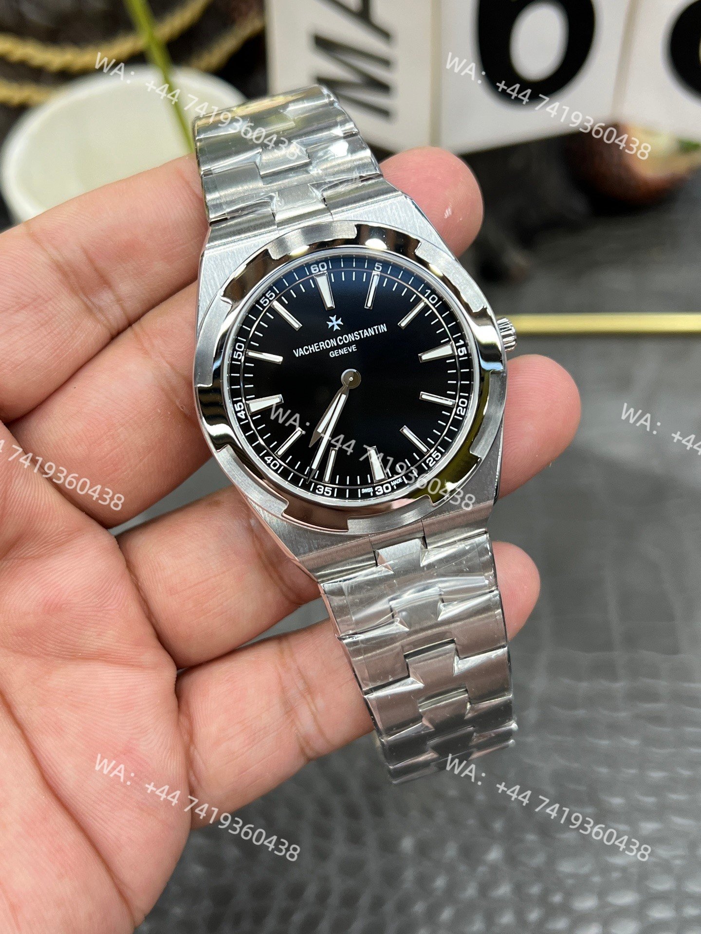 Super Clone Vacheron Constantin Overseas 4500V- Black Dial Stainless Steel Watch