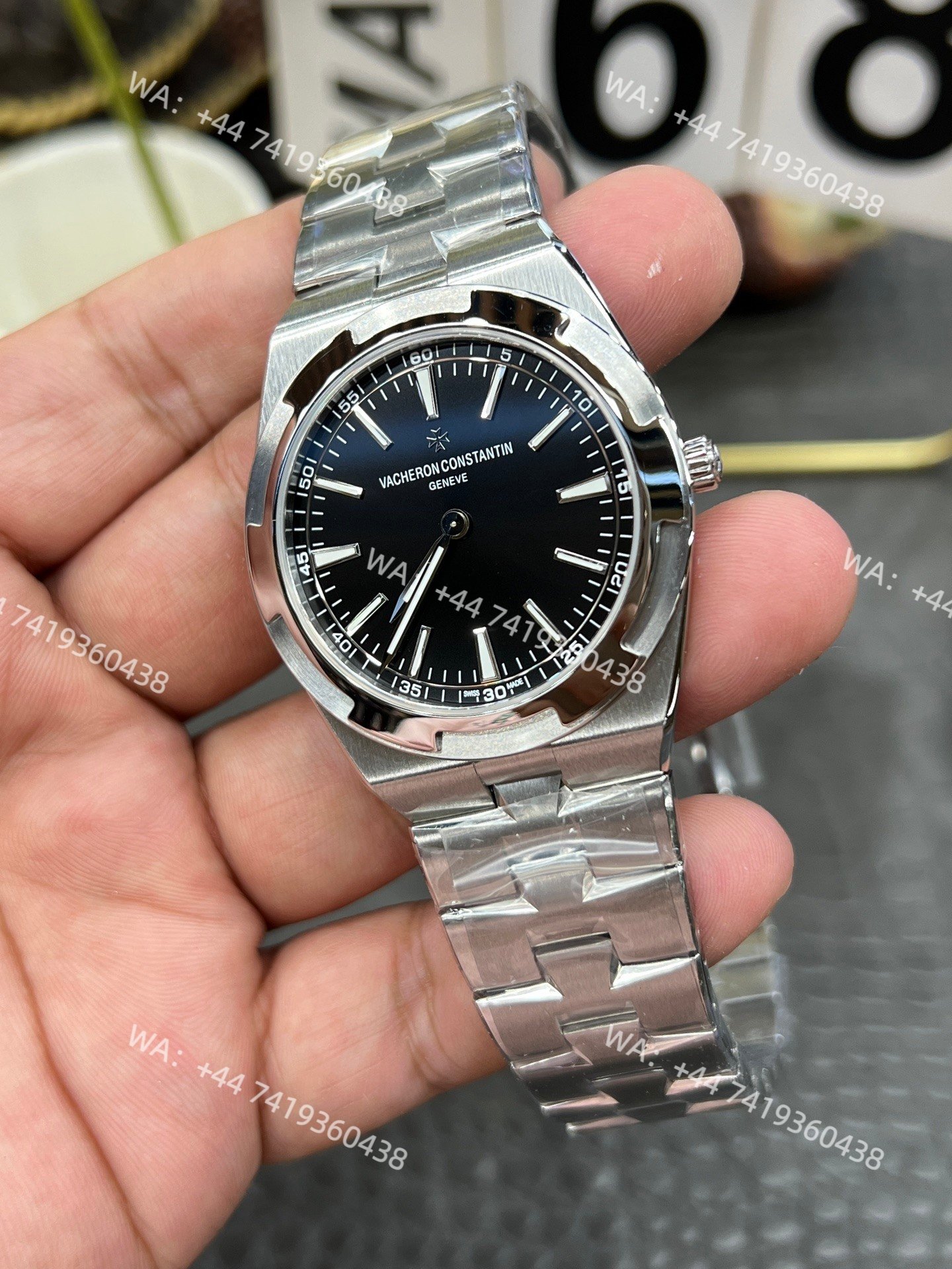 Super Clone Vacheron Constantin Overseas 4500V- Black Dial Stainless Steel Watch