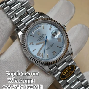 Rolex Day-Date 40mm Ice Blue Roman Dial – Super Clone 11 Cal. 3255