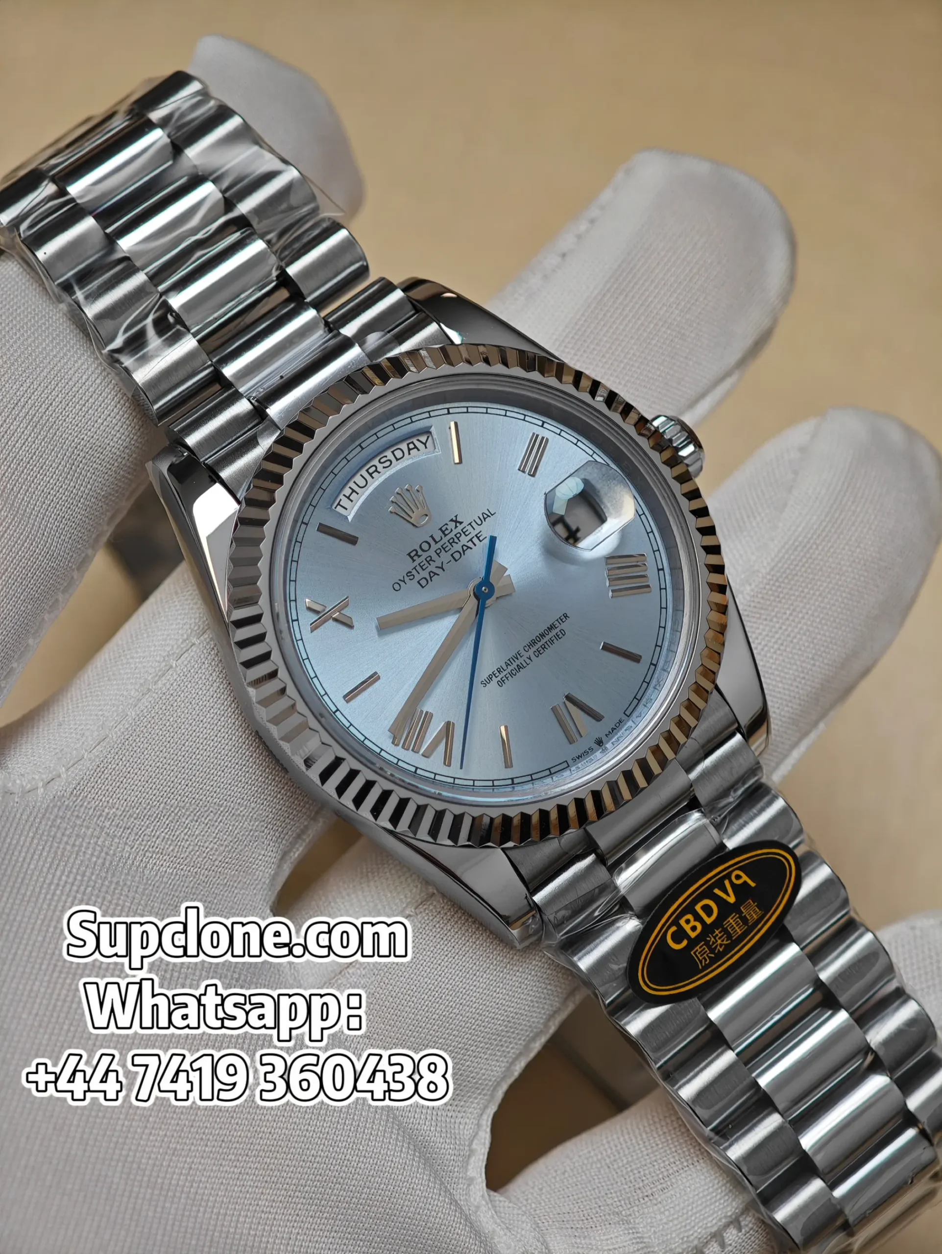 Rolex Day-Date 40mm Ice Blue Roman Dial – Super Clone 11 Cal. 3255