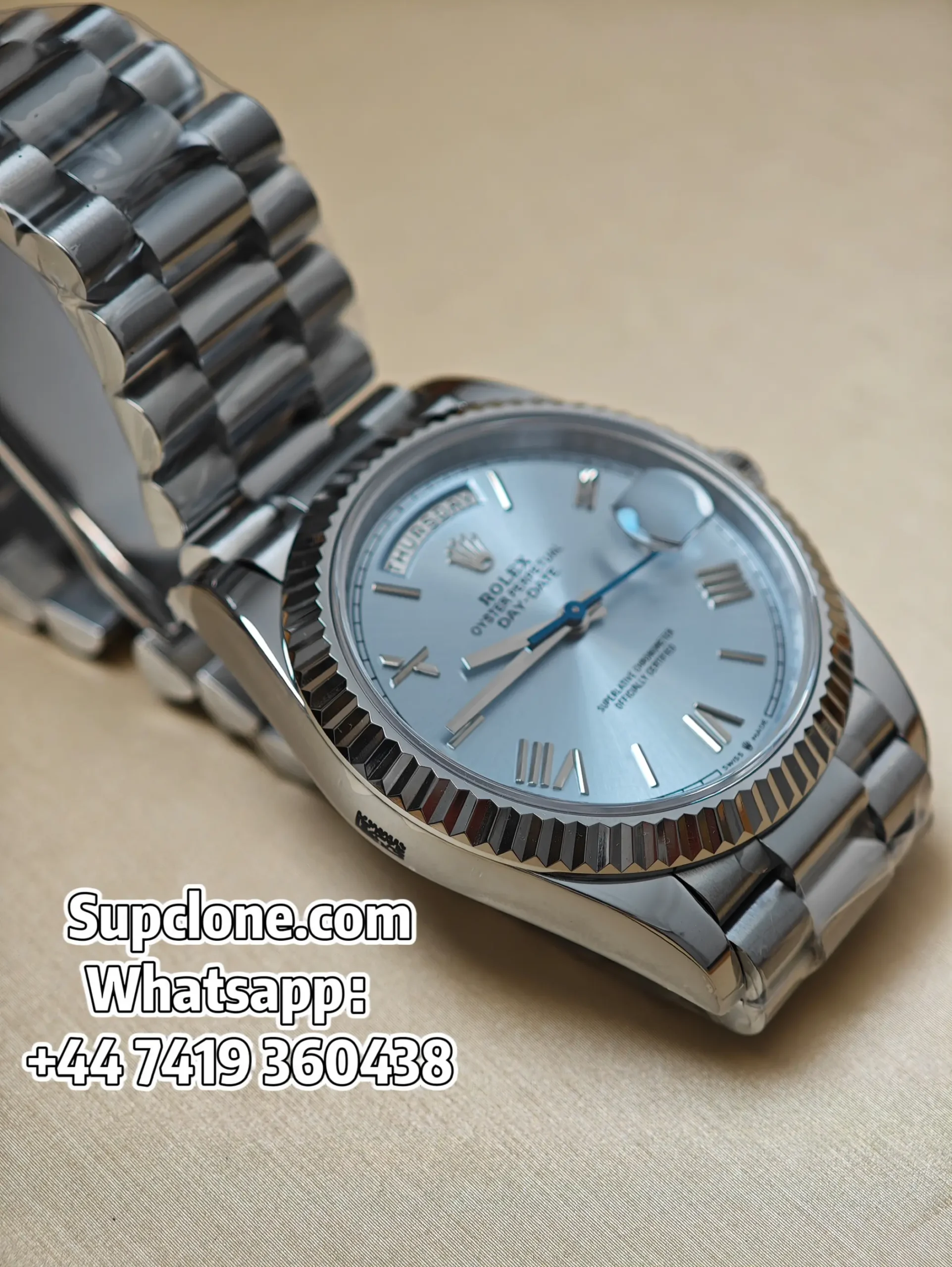 Rolex Day-Date 40mm Ice Blue Roman Dial – Super Clone 11 Cal. 3255
