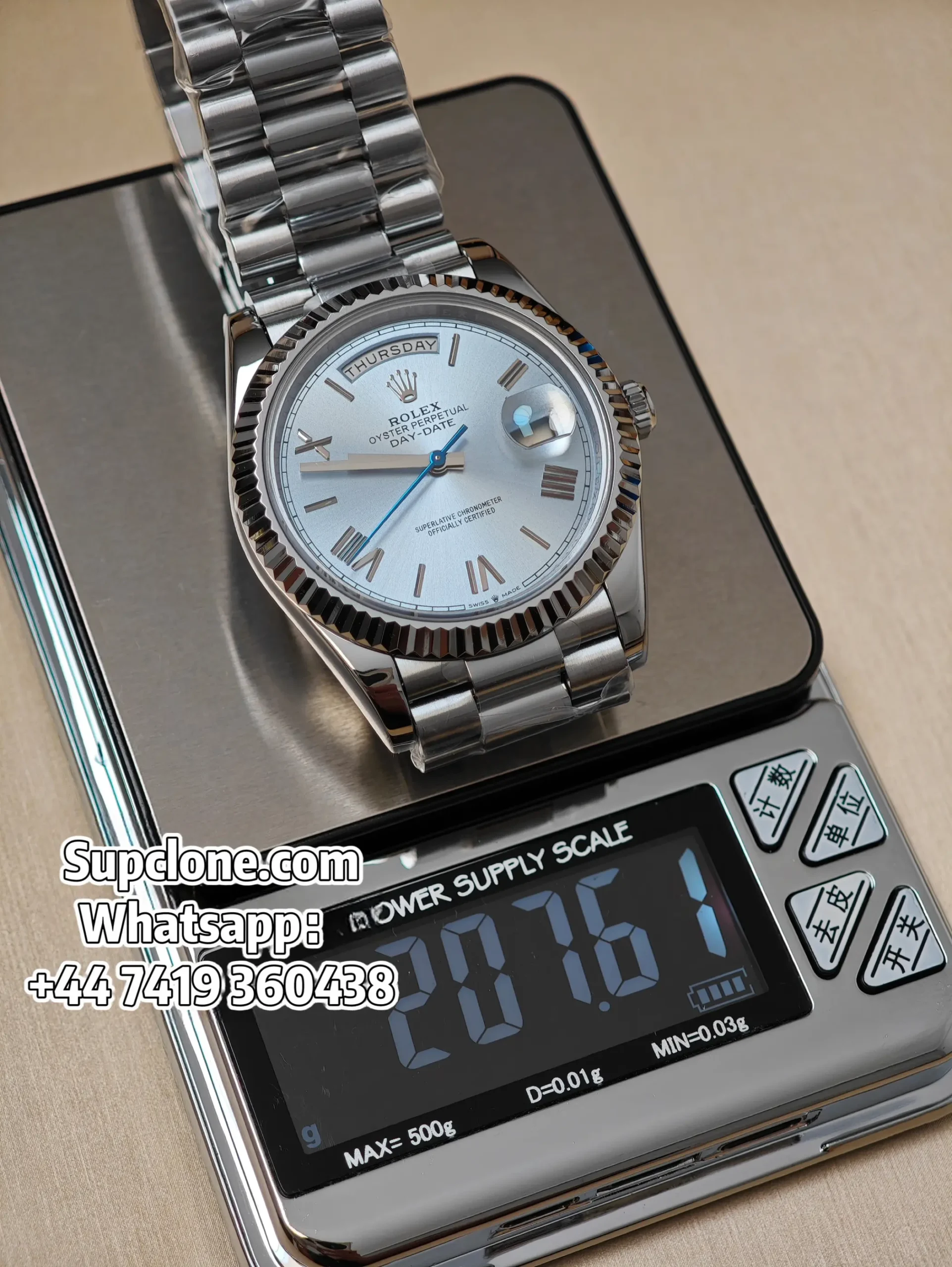 Rolex Day-Date 40mm Ice Blue Roman Dial – Super Clone 11 Cal. 3255