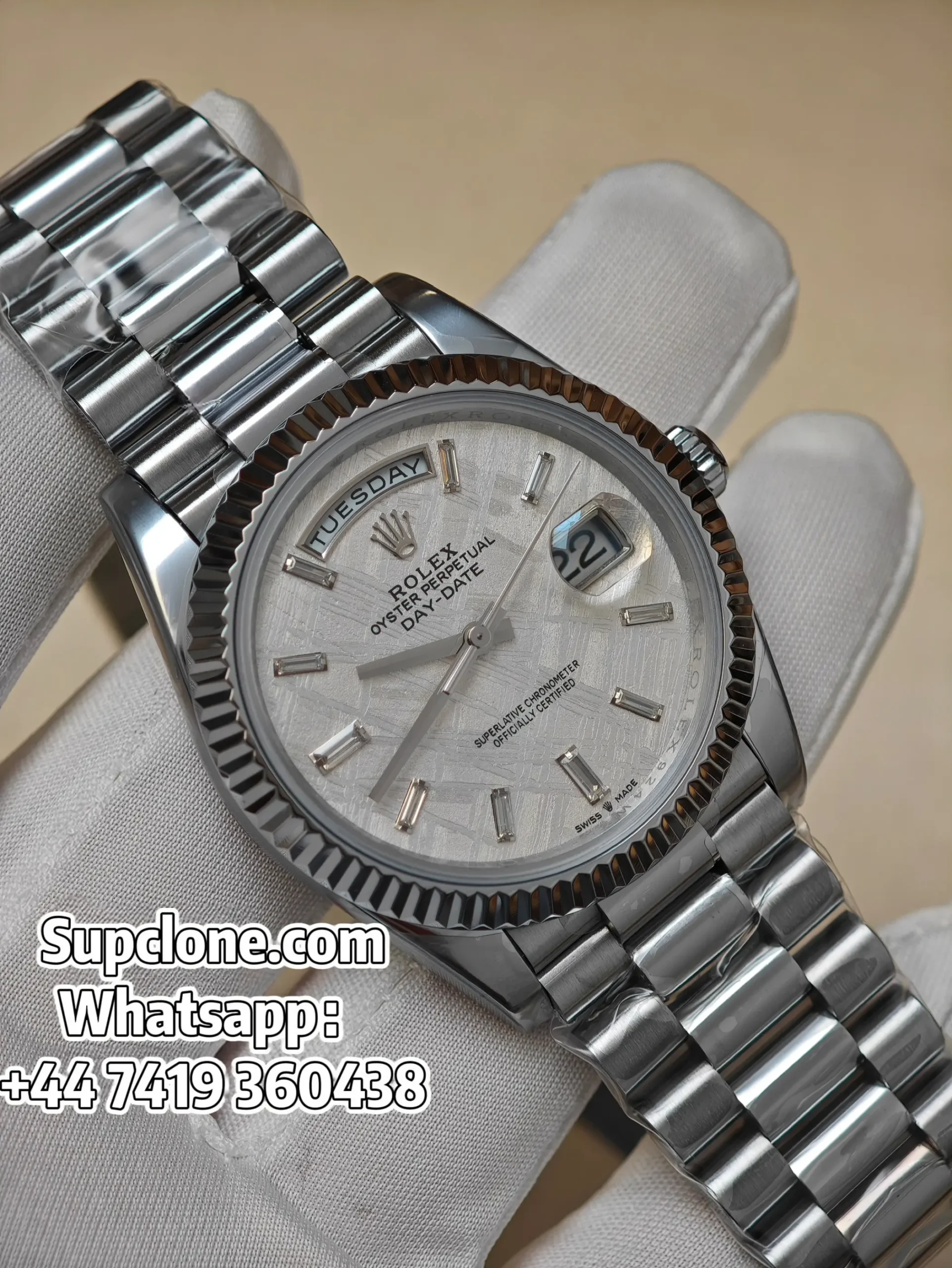 Rolex Day-Date 40mm Meteorite Diamond Dial – Super Clone