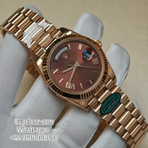 Rolex Day-Date 40mm Rose Gold Brown Roman Dial – Super Clone 11