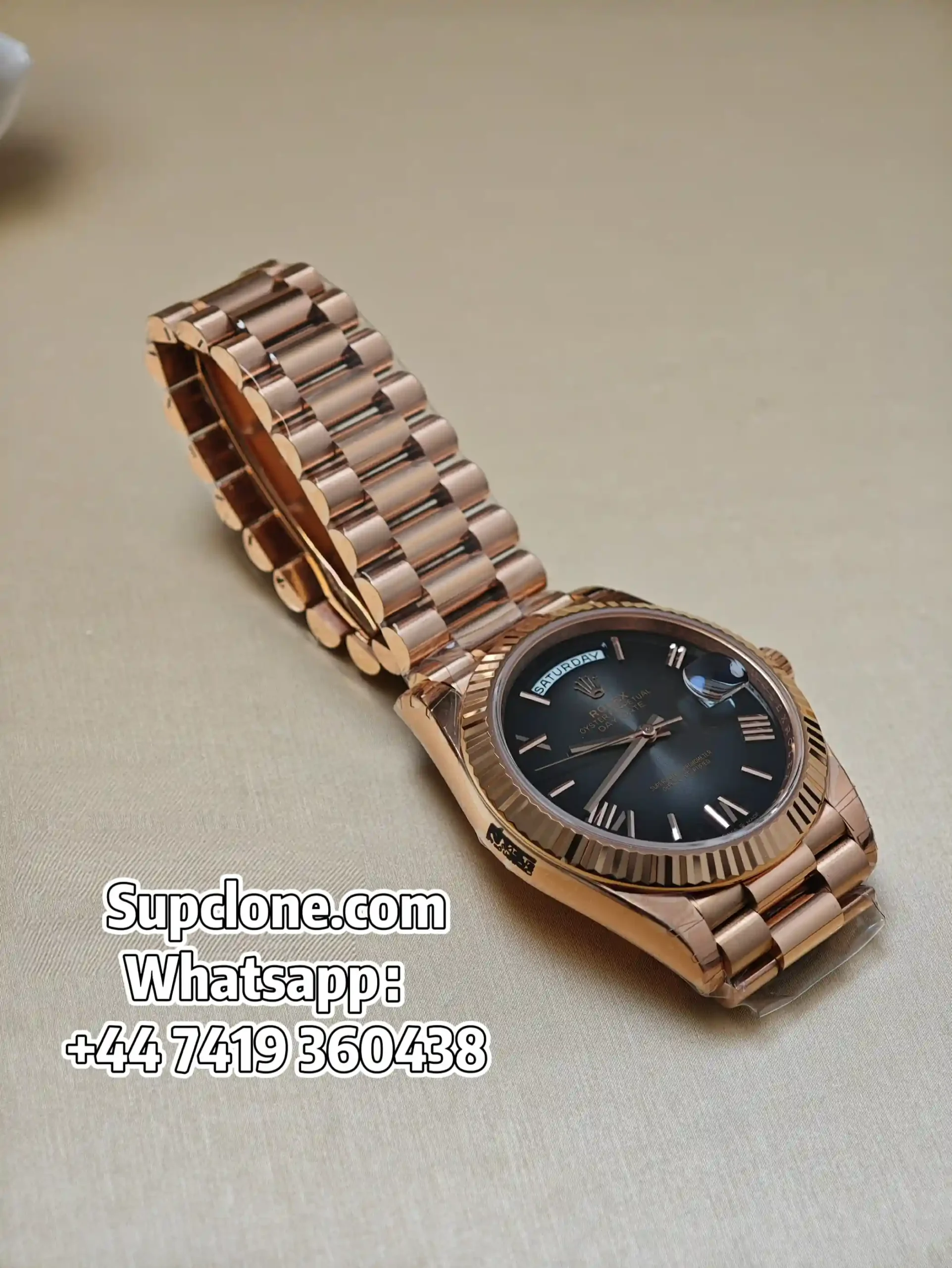 Rolex Day-Date 40mm Rose Gold Grey Roman Dial – Super Clone 1:1 Cal. 3255