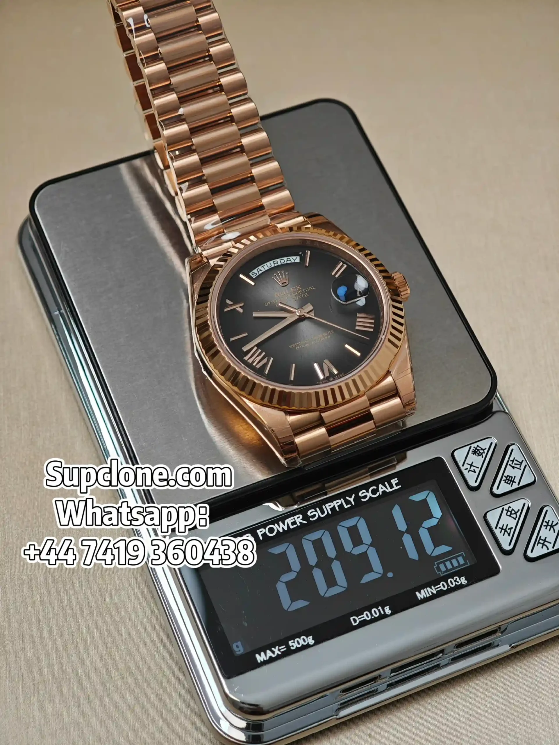 Rolex Day-Date 40mm Rose Gold Grey Roman Dial – Super Clone 1:1