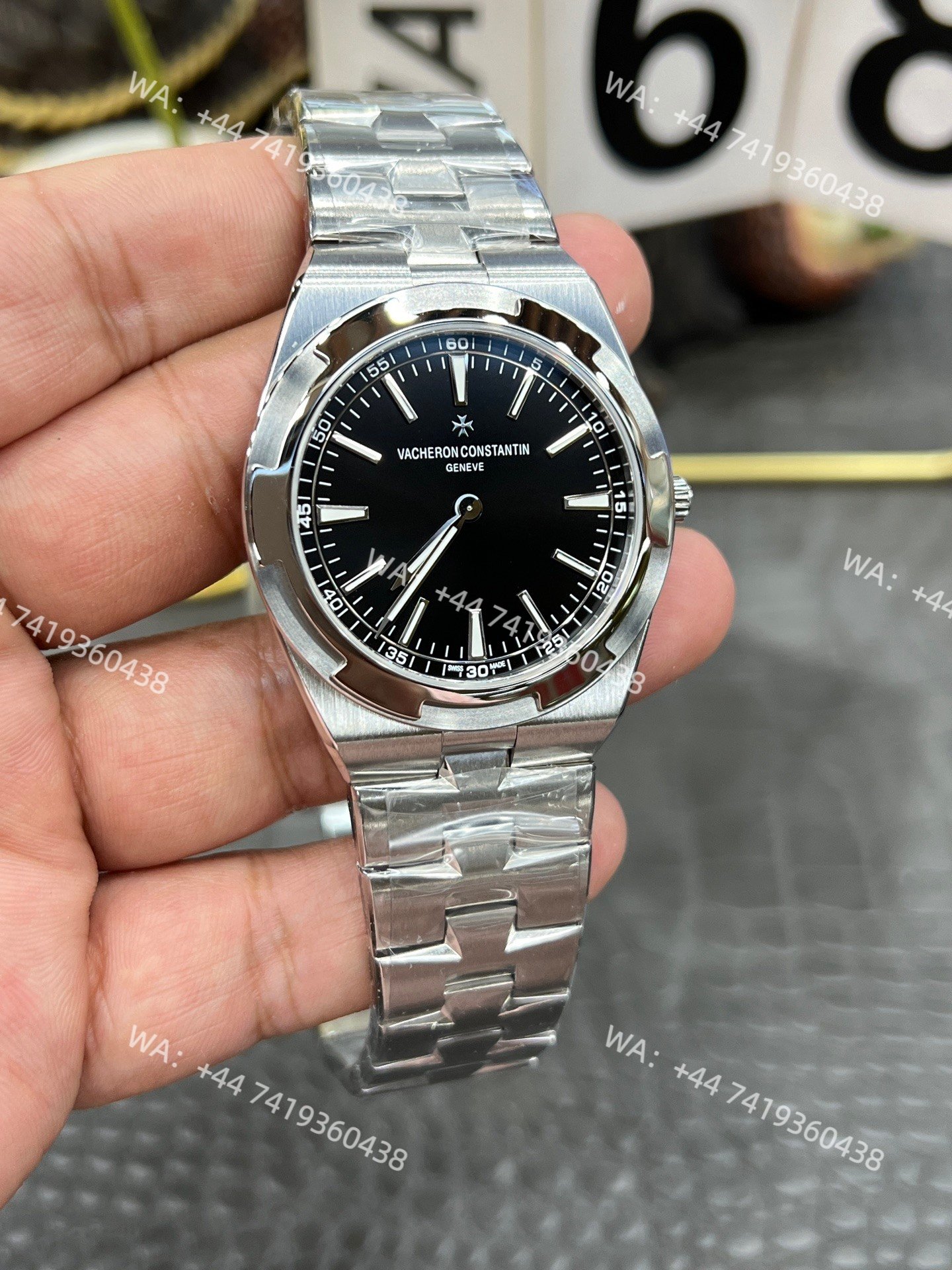 Super Clone Vacheron Constantin Overseas 4500V- Black Dial Stainless Steel Watch