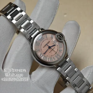 Cartier Ballon Bleu WSBB0068 33mm Super Clone Pink Dial Steel Bracelet