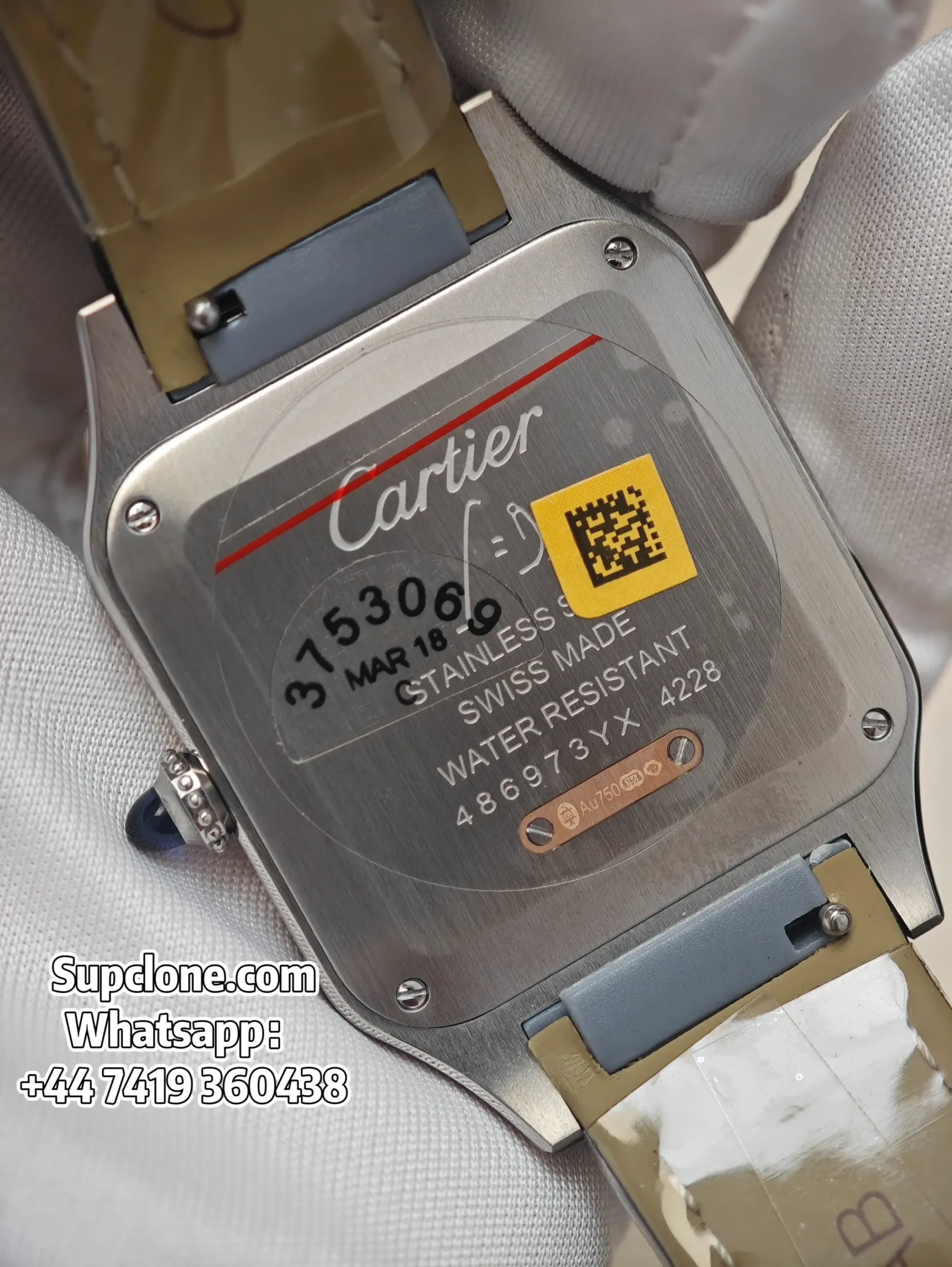 Cartier Santos W2SA0038 Super Clone Quartz Watch Leather Strap