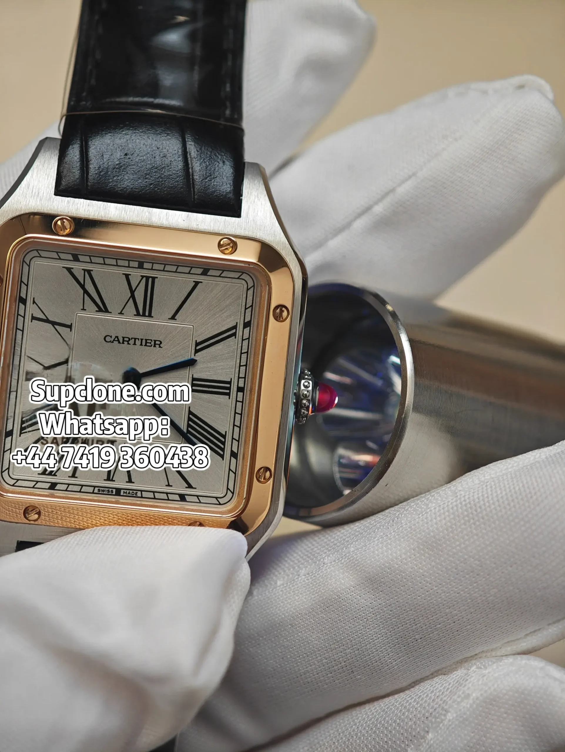 Cartier Santos W2SA0038 Super Clone Quartz Watch Leather Strap