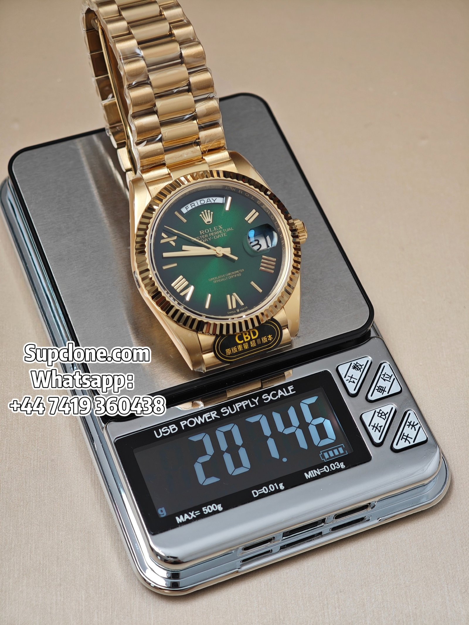 Rolex Day-Date 40mm Olive Green Dial CBD V3 Heavy Version Scale Test