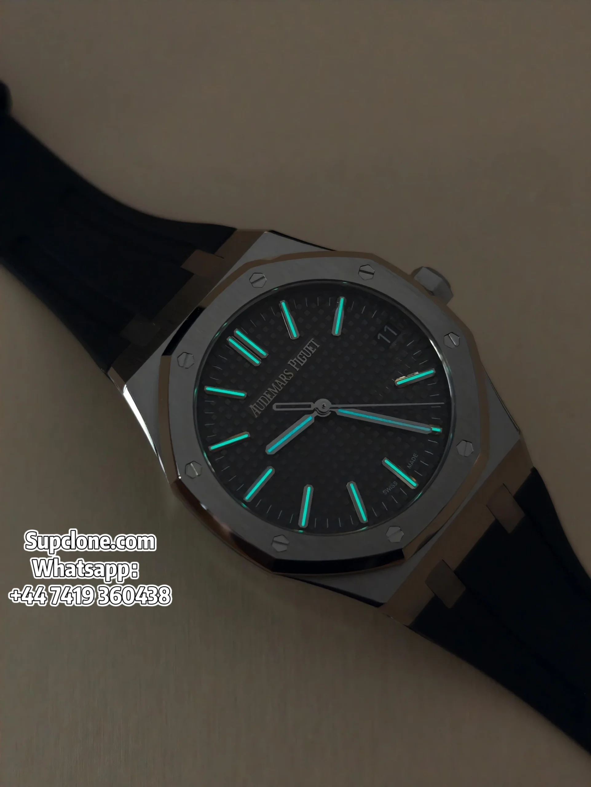 Audemars Piguet Super Clone Royal Oak 15510 Green Dial Black Rubber Strap (10) Audemars Piguet Super Clone Royal Oak 15510 Green Dial Black Rubber Strap