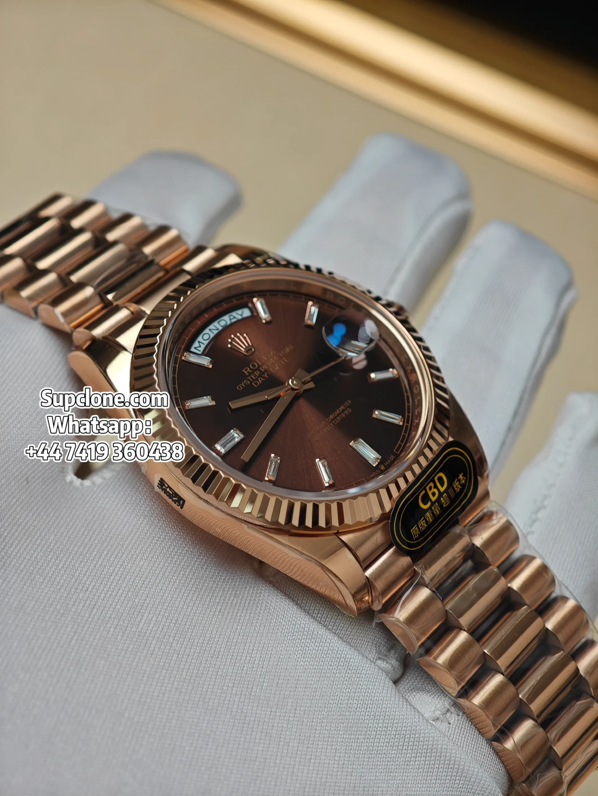 Rolex Super Clone Watches Day Date 18K Rose Gold Diamond Chocolate Dial 40mm (19) Rolex Super Clone Watches Day Date 18K Rose Gold Diamond Chocolate Dial 40mm m228235