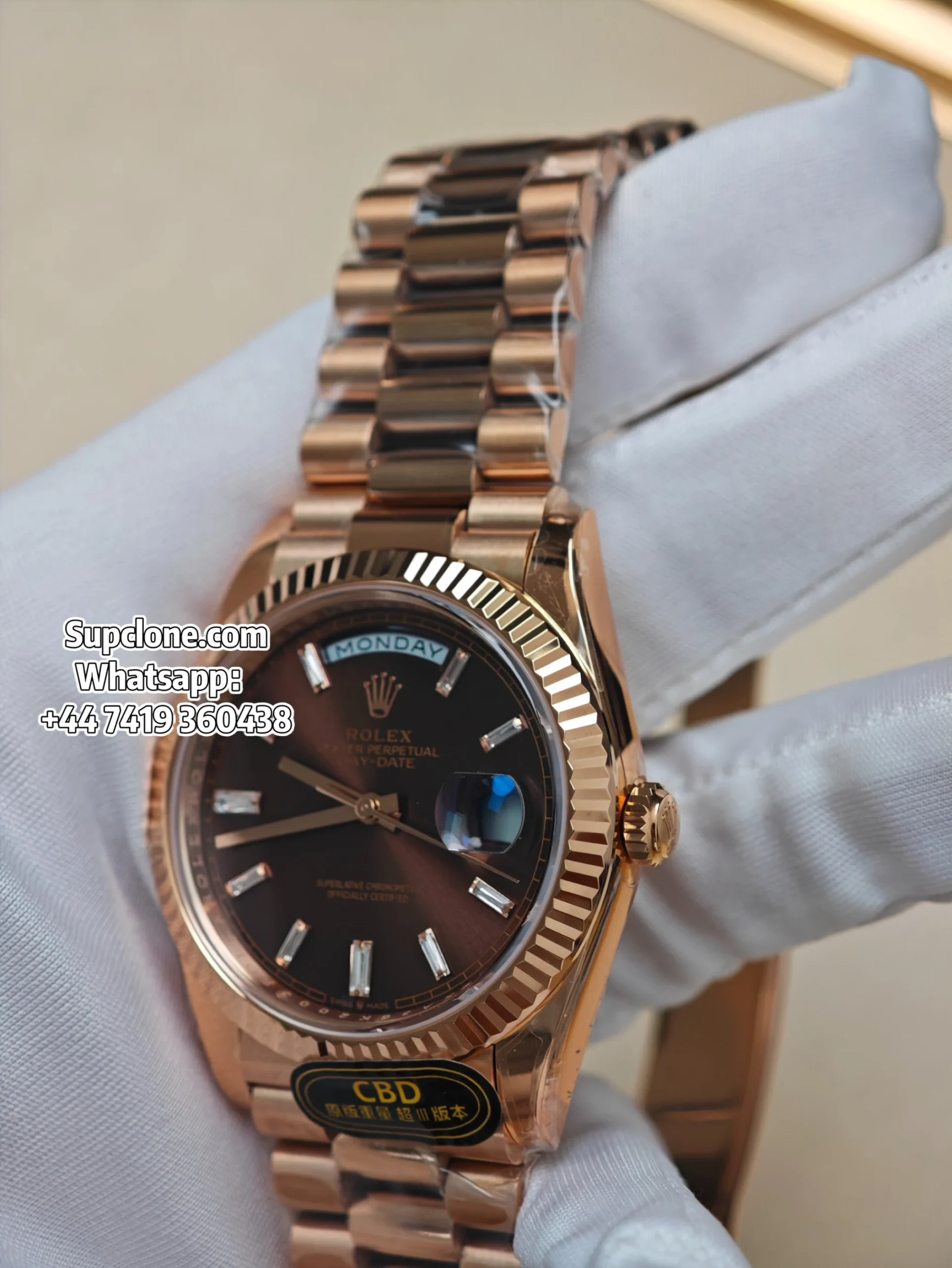 Rolex Super Clone Watches Day Date 18K Rose Gold Diamond Chocolate Dial 40mm (20) Rolex Super Clone Watches Day Date 18K Rose Gold Diamond Chocolate Dial 40mm m228235