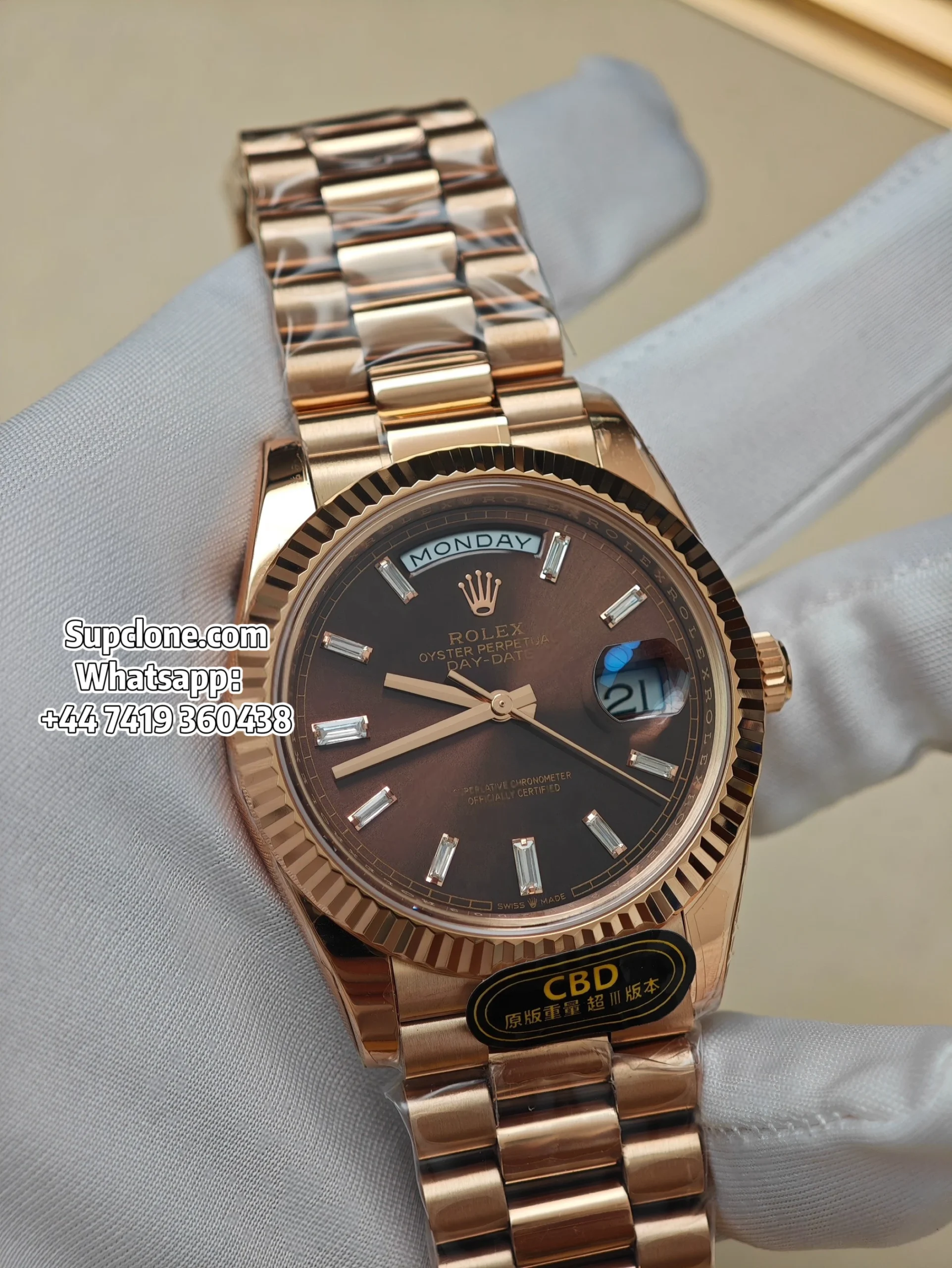Rolex Super Clone Watches Day Date 18K Rose Gold Diamond Chocolate Dial 40mm (21) Rolex Super Clone Watches Day Date 18K Rose Gold Diamond Chocolate Dial 40mm m228235