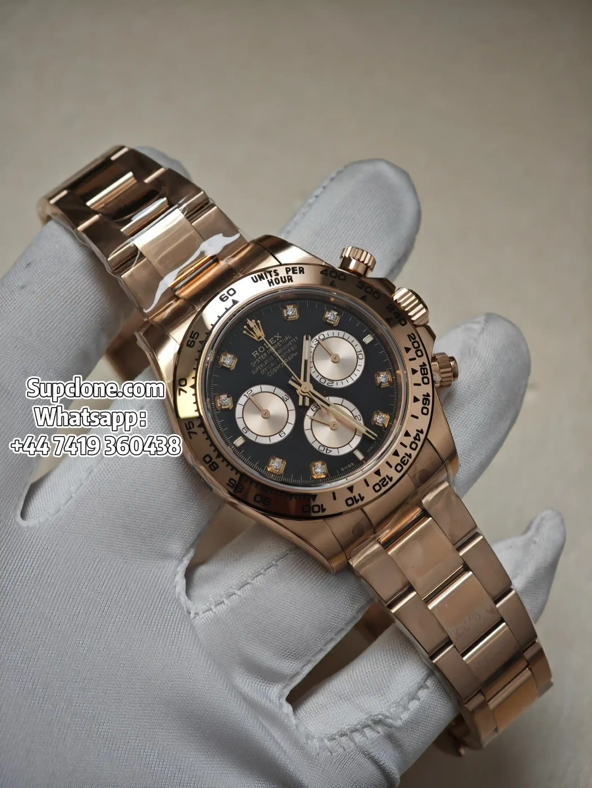 Rolex Super Clone Watches Daytona M126505-0002 Rose Gold Diamond 4131 Movement