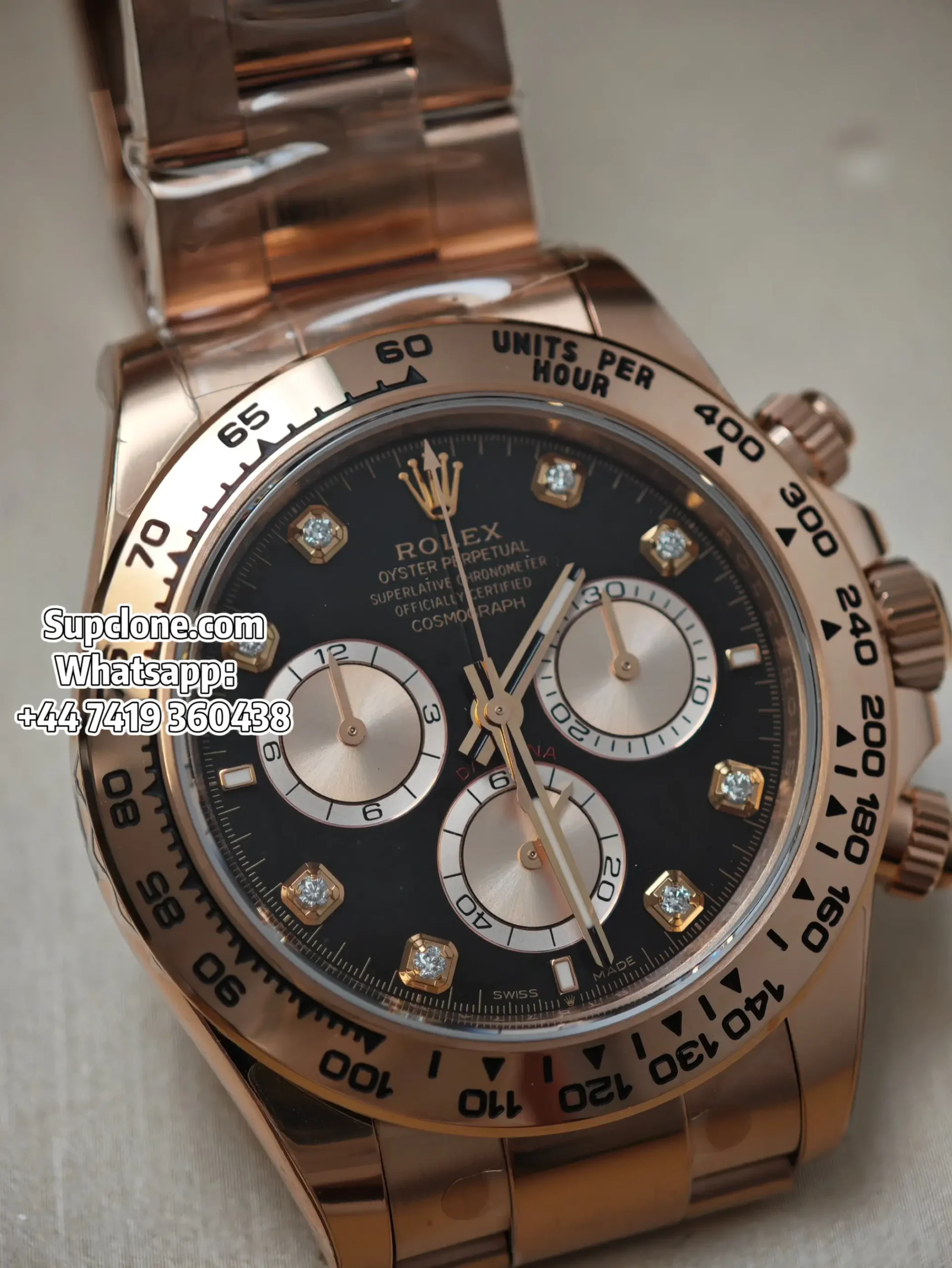 Rolex Super Clone Watches Daytona M126505-0002 Rose Gold Diamond 4131 Movement