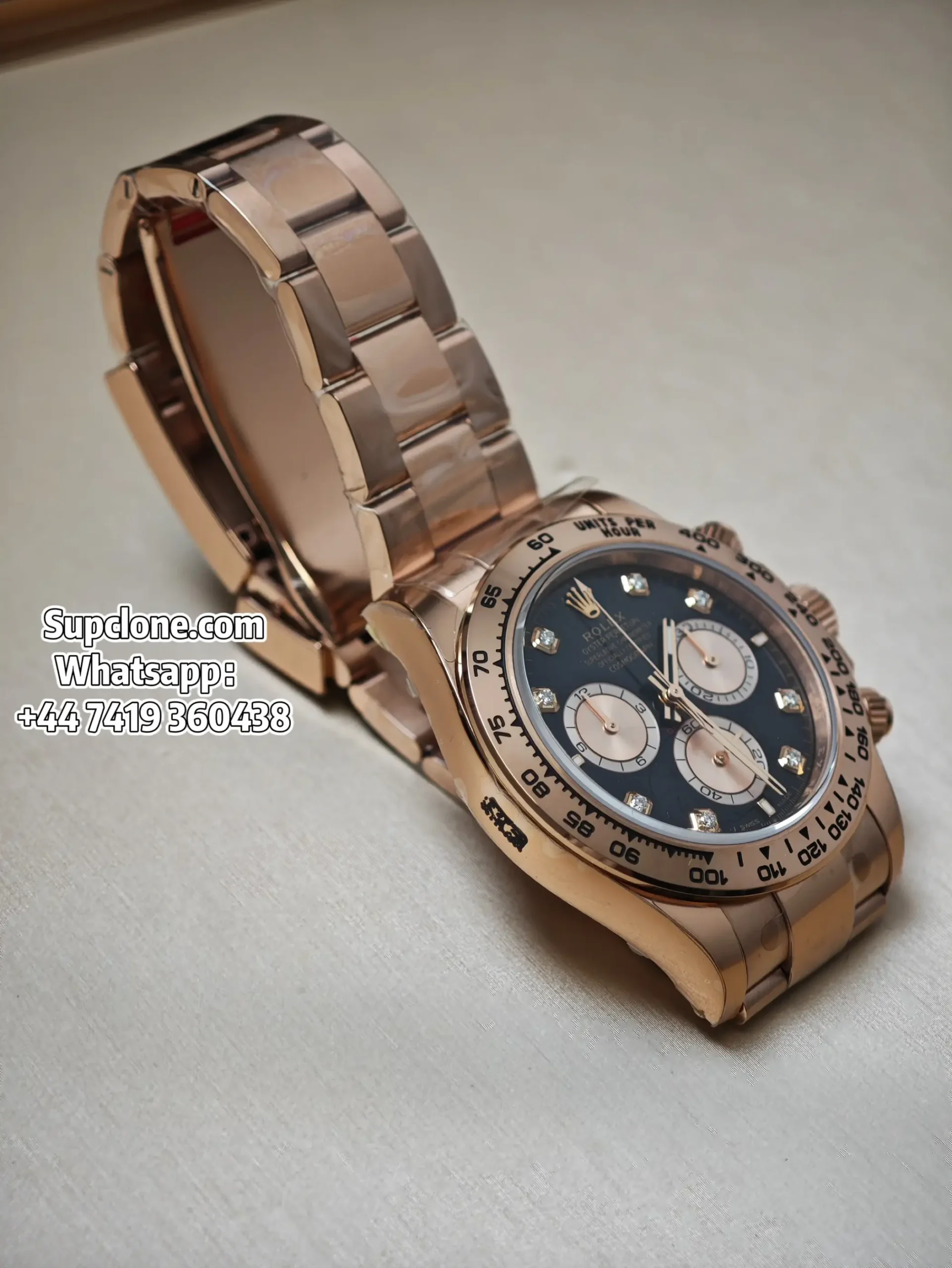 Rolex Super Clone Watches Daytona M126505-0002 Rose Gold Diamond 4131 Movement