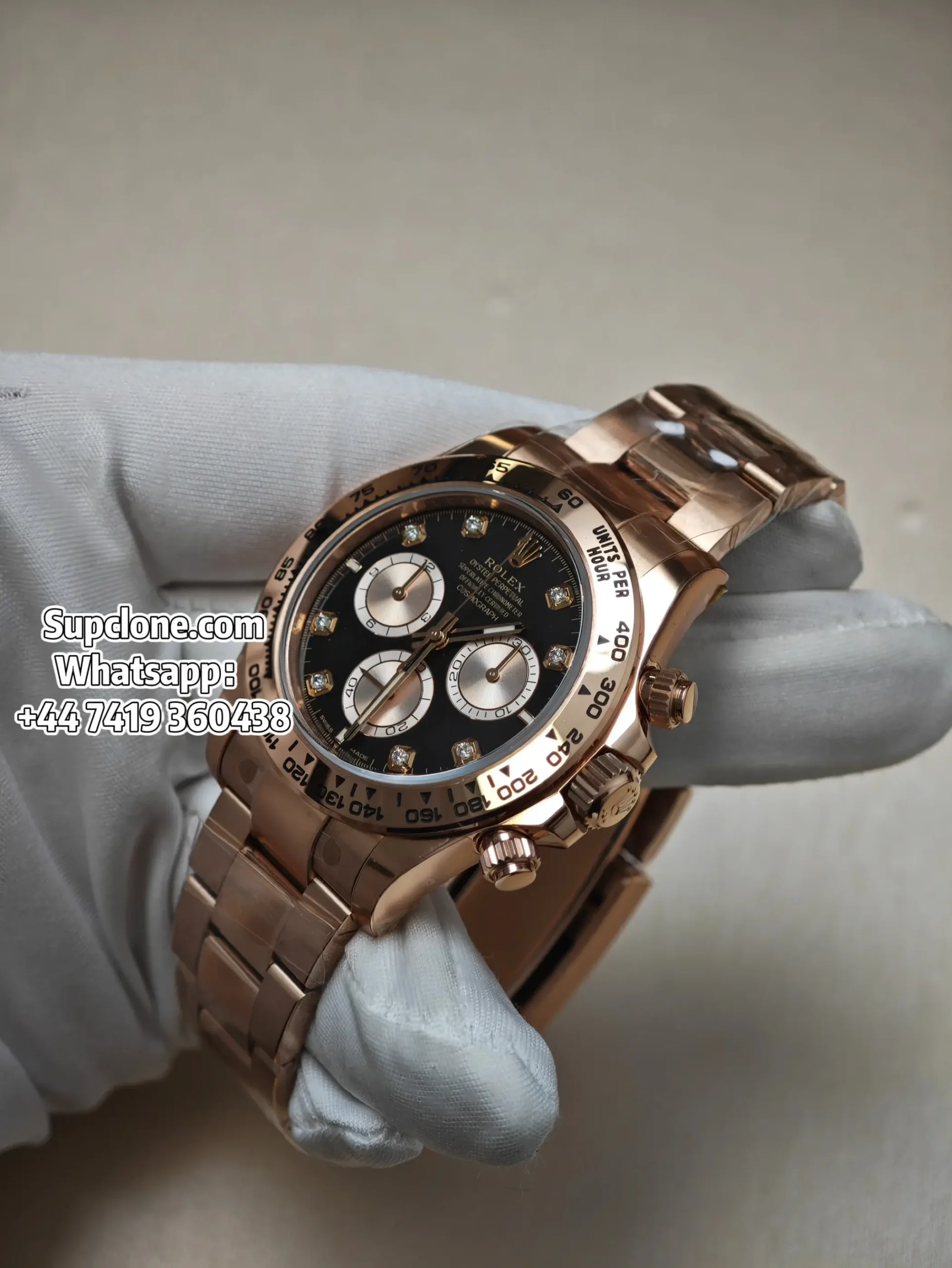 Rolex Super Clone Watches Daytona M126505-0002 Rose Gold Diamond 4131 Movement