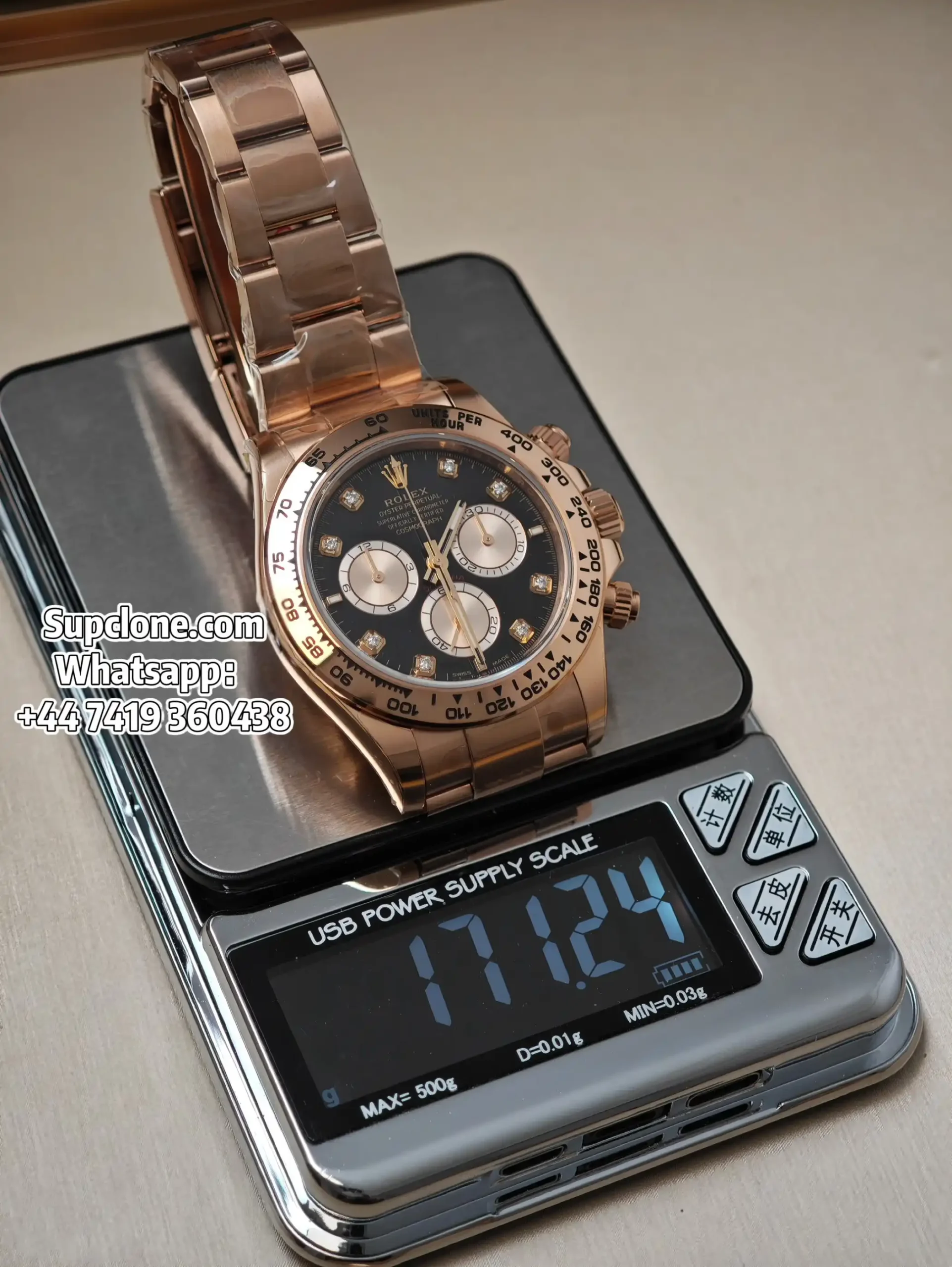 Rolex Super Clone Watches Daytona M126505-0002 Rose Gold Diamond 4131 Movement