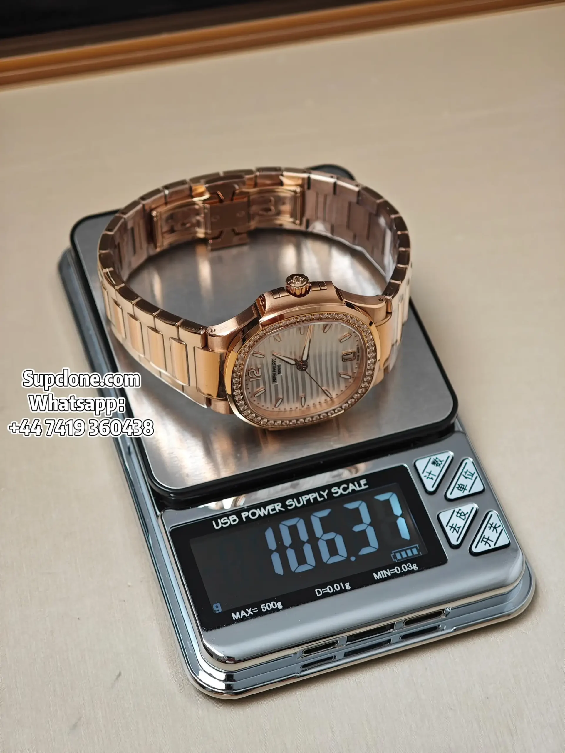 Patek Philippe Super Clone Nautilus 71181200R-001 Rose Gold Diamond Bezel (16) Patek Philippe Super Clone Nautilus 7118/1200R-001 Rose Gold Diamond Bezel Cal.324