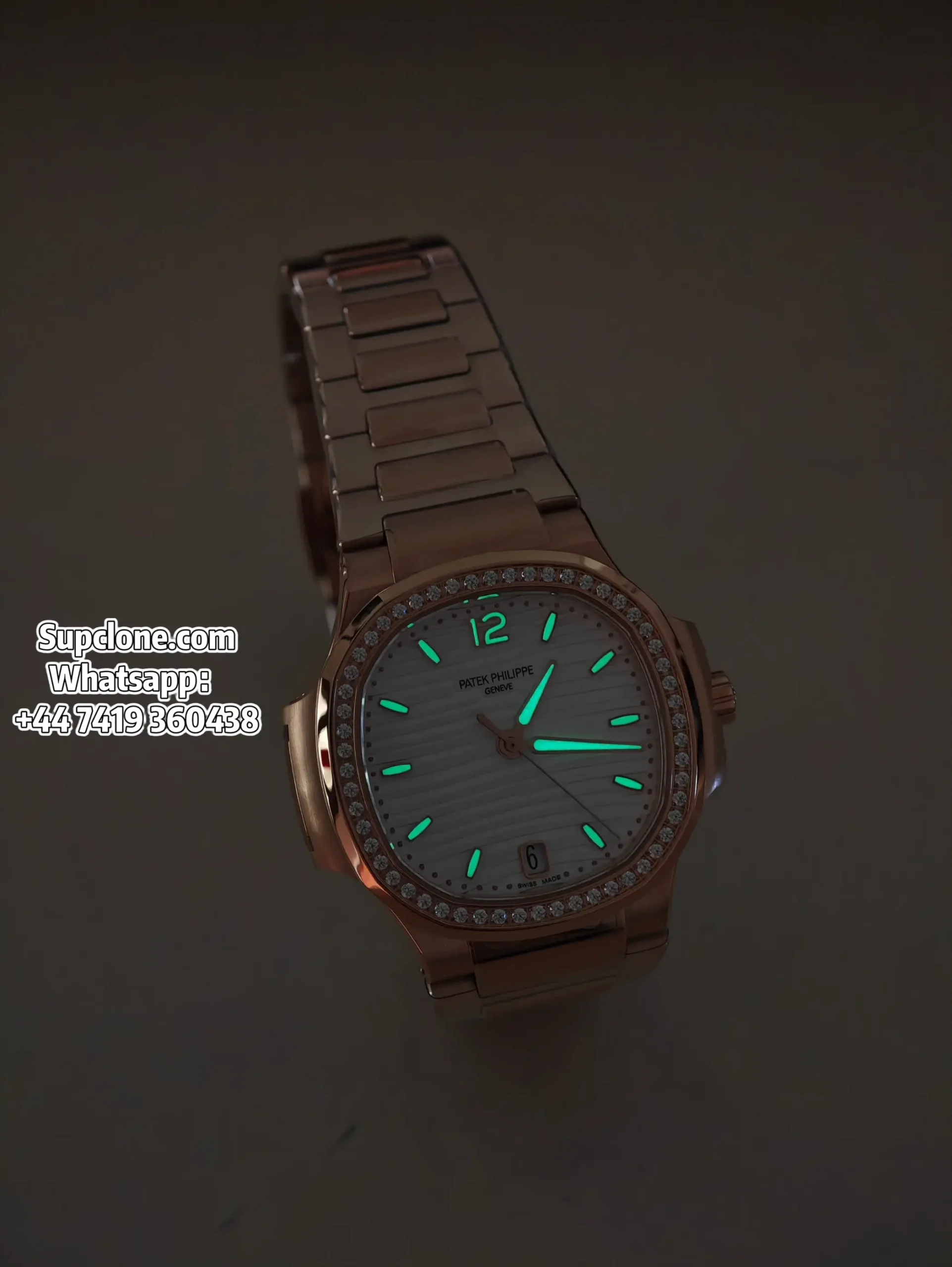 Patek Philippe Super Clone Nautilus 71181200R-001 Rose Gold Diamond Bezel (17) Patek Philippe Super Clone Nautilus 7118/1200R-001 Rose Gold Diamond Bezel Cal.324