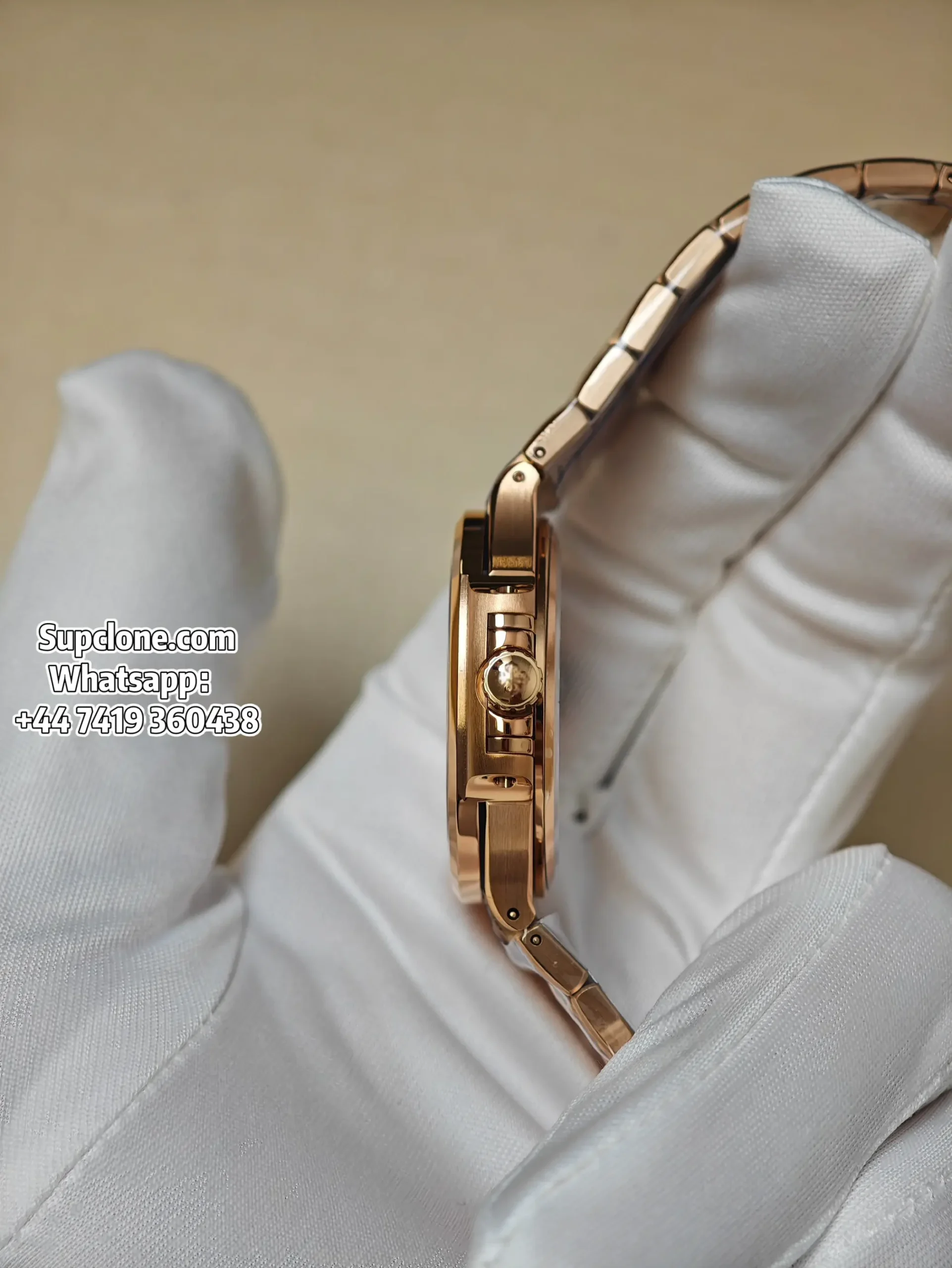 Patek Philippe Super Clone Nautilus 71181200R-001 Rose Gold Diamond Bezel (3) Patek Philippe Super Clone Nautilus 7118/1200R-001 Rose Gold Diamond Bezel Cal.324