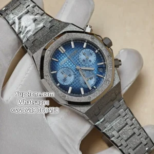 Audemars Piguet Super Clone Watches Royal Oak Chrono 41 26240 Frosted Gold Blue Dial